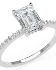 Inel de Logodnă Mayfair din Aur 18k cu Moissanite Emerald de 1 ct din Platina - Castelo.ro