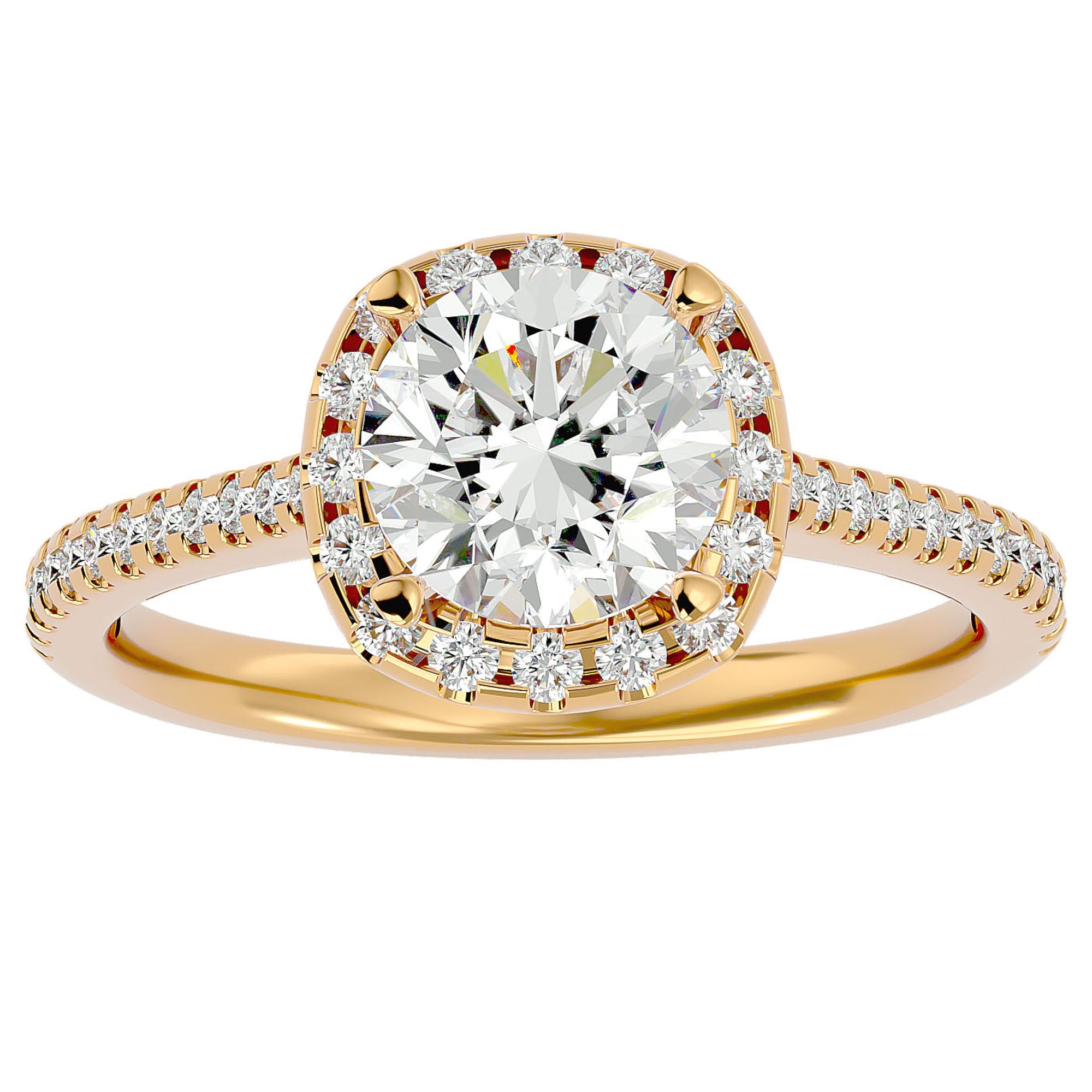 Inel de Logodnă Vintage Pavé din Aur 14k cu Diamante Create în Laborator de 1.94 ct din 14k Aur Galben - Castelo.ro