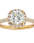 Inel de Logodnă Vintage Pavé din Aur 14k cu Diamante Create în Laborator de 1.94 ct din 14k Aur Galben - Castelo.ro