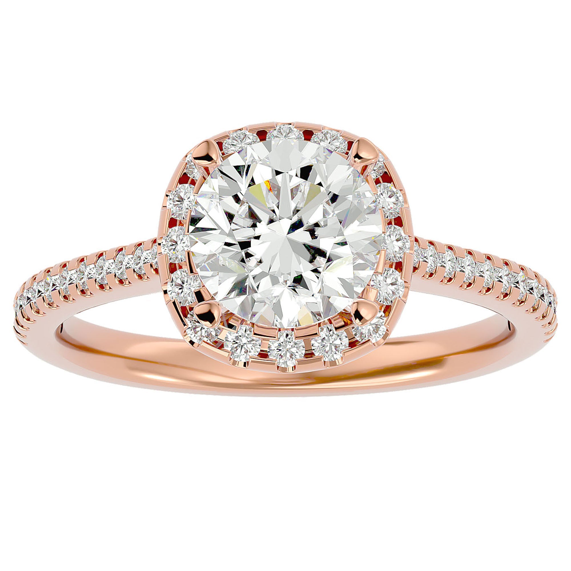 Inel de Logodnă Vintage Pavé din Aur 14k cu Diamante Create în Laborator de 1.94 ct din 14k Aur Roz - Castelo.ro