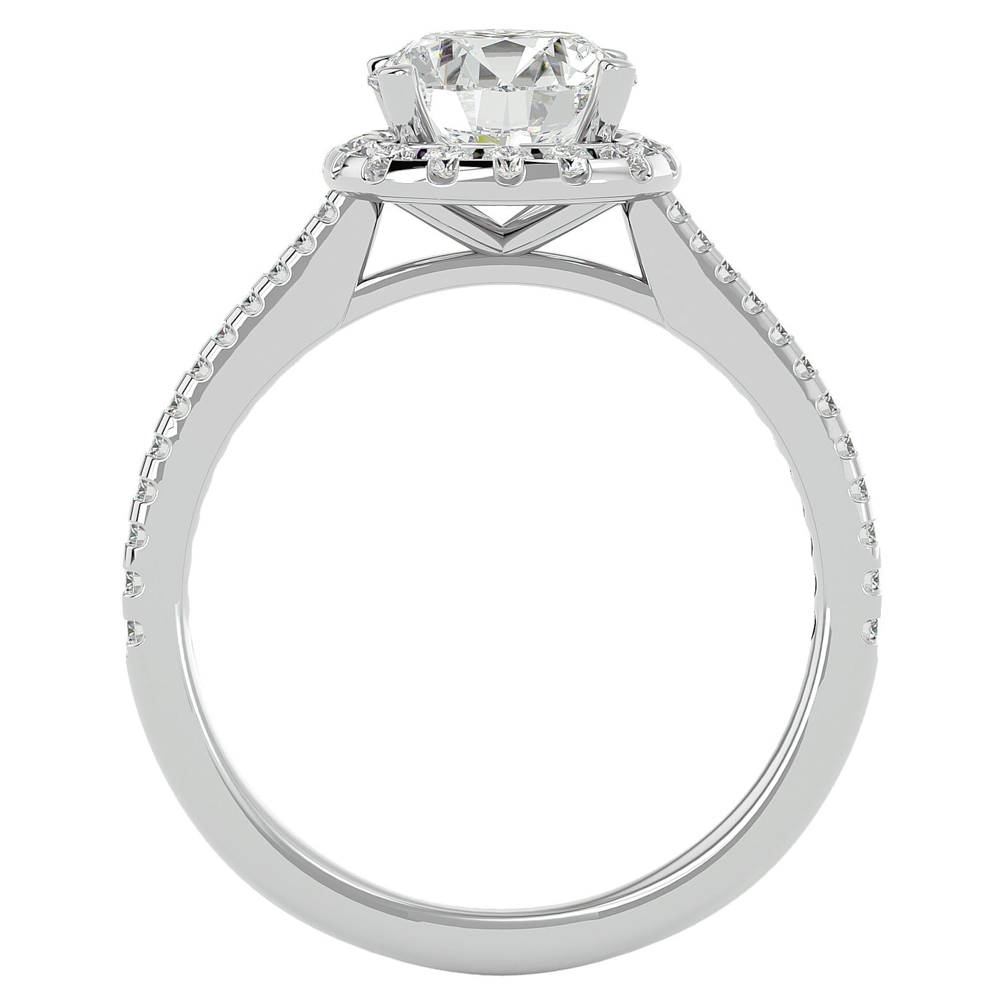 Inel de Logodnă Vintage Pavé din Aur 14k cu Moissanite de 1.94 ct din 14k Aur Alb - Castelo.ro