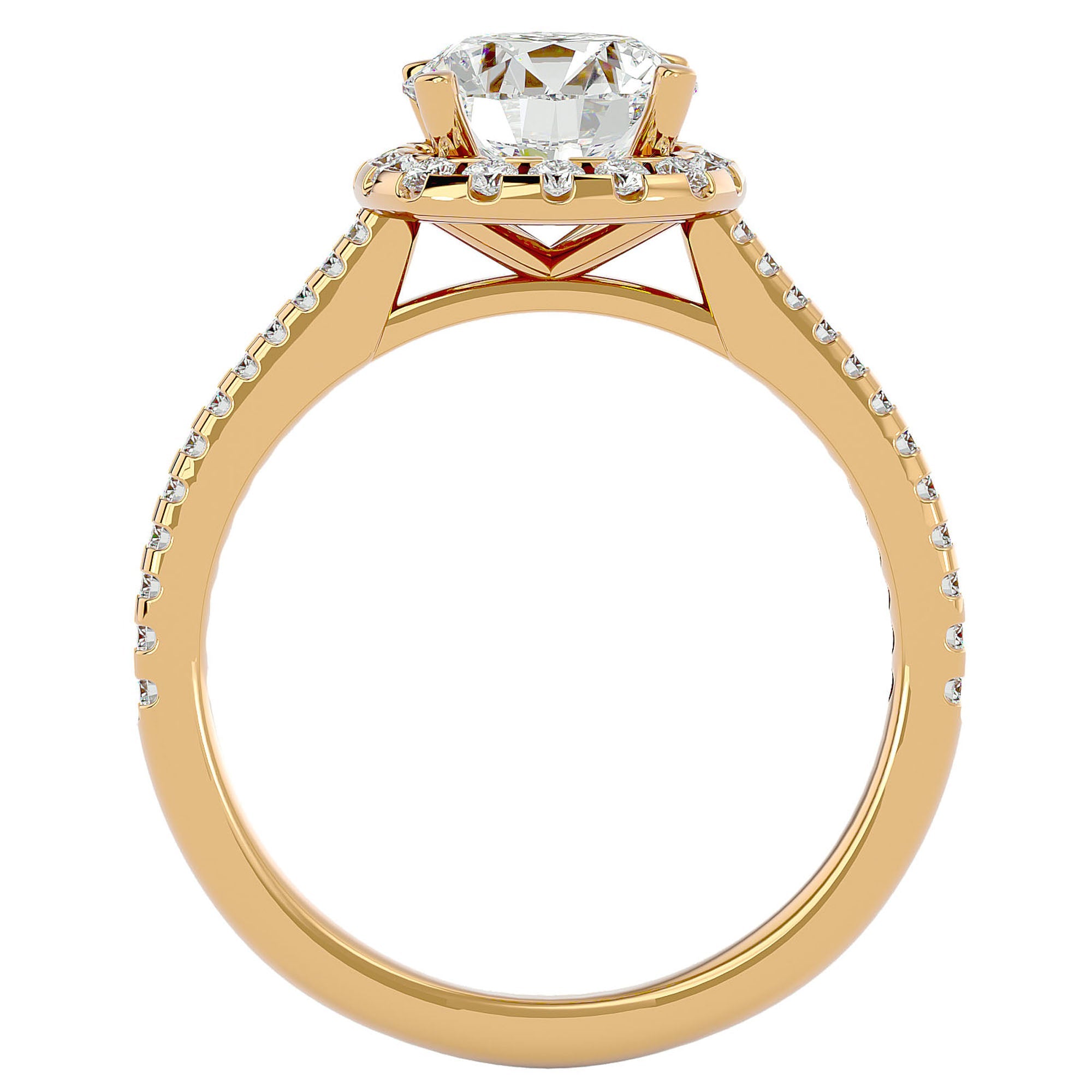 Inel de Logodnă Vintage Pavé din Aur 14k cu Moissanite de 1.94 ct din 14k Aur Galben - Castelo.ro