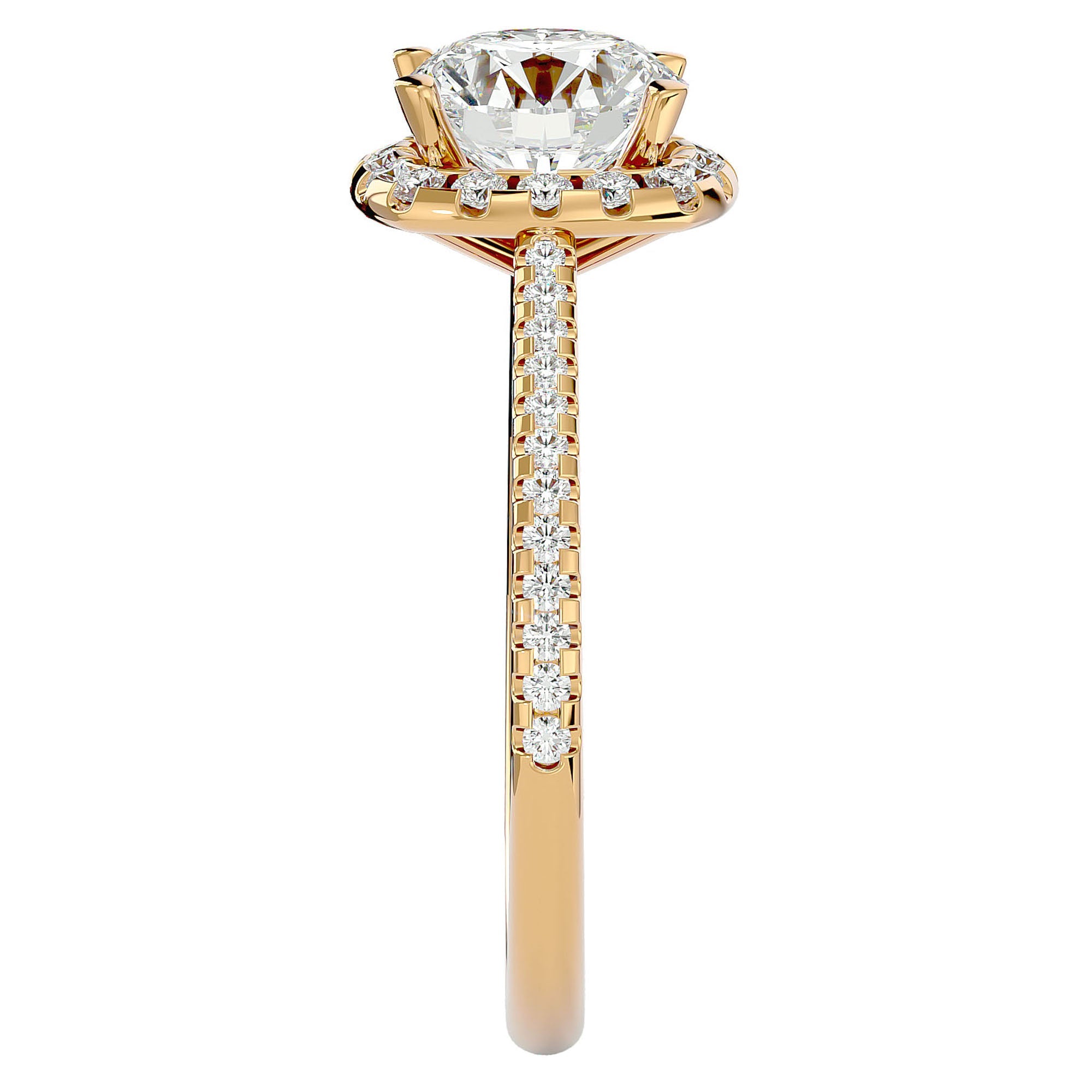 Inel de Logodnă Vintage Pavé din Aur 14k cu Diamante Create în Laborator de 1.94 ct din 14k Aur Galben - Castelo.ro