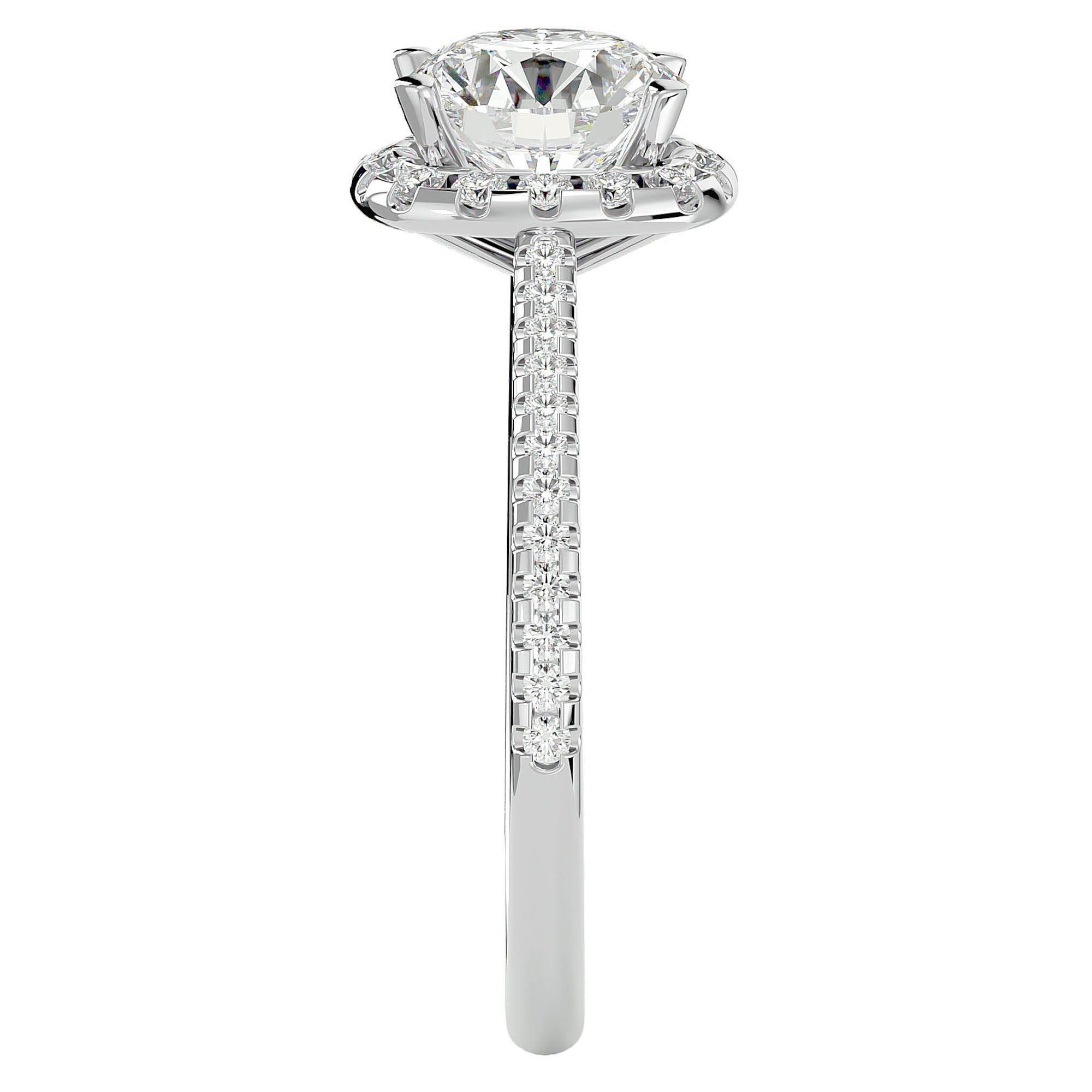 Inel de Logodnă Vintage Pavé din Aur 14k cu Moissanite de 1.94 ct din 14k Aur Alb - Castelo.ro