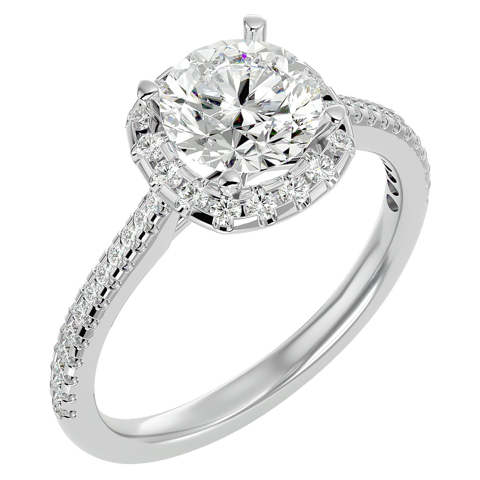Inel de Logodnă Vintage Pavé din Aur 14k cu Moissanite de 1.94 ct din 14k Aur Alb - Castelo.ro