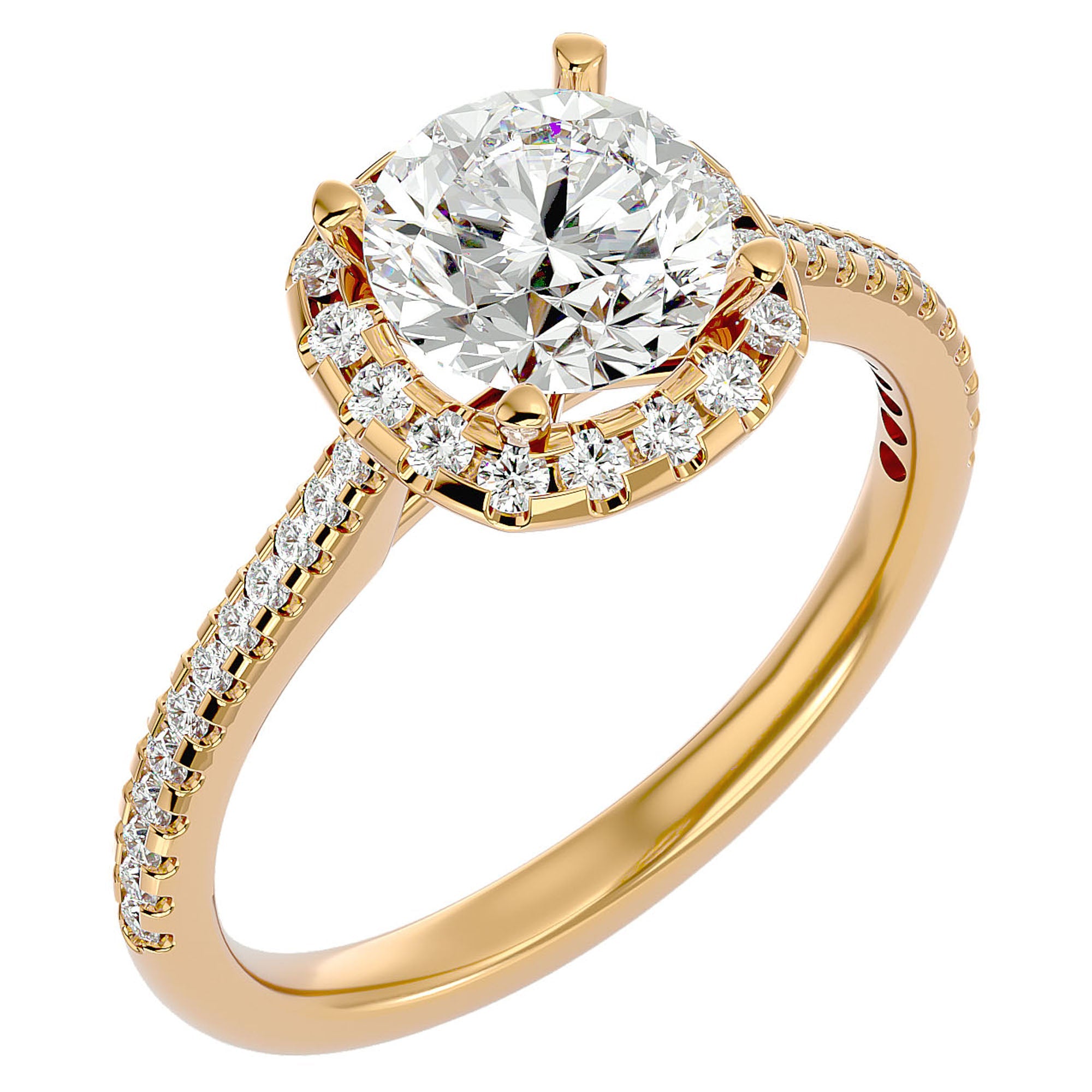Inel de Logodnă Vintage Pavé din Aur 14k cu Moissanite de 1.94 ct din 14k Aur Galben - Castelo.ro