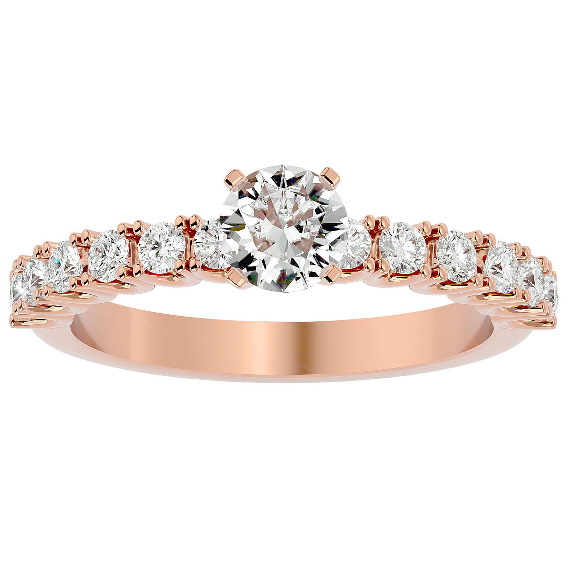 Inel De Logodnă d’Amour Solitaire din Aur 14k cu Moissanite de 0.70 ct. din 14k Aur Roz - Castelo.ro
