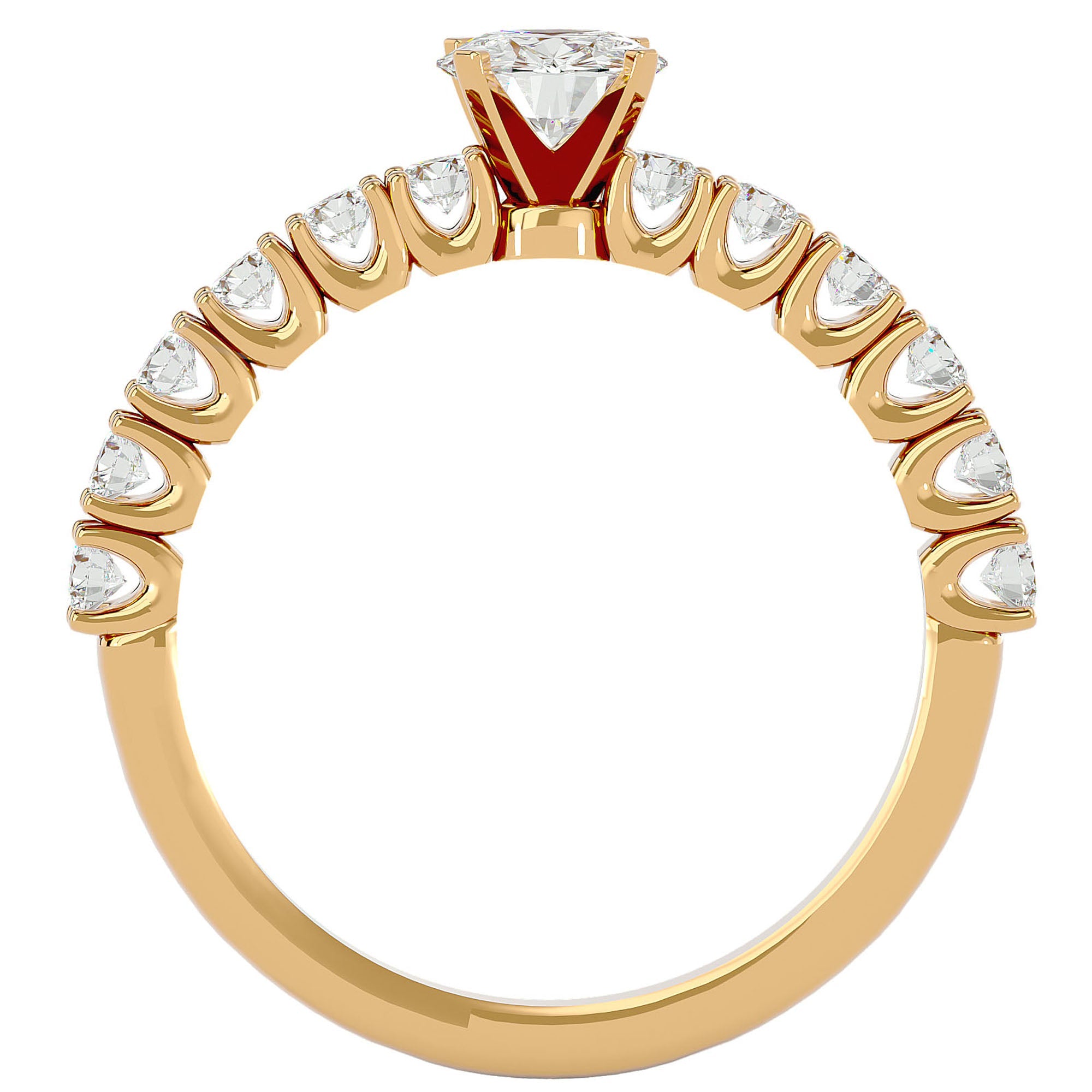 Inel De Logodnă d’Amour Solitaire din Aur 14k cu Moissanite de 0.70 ct. din 14k Aur Galben - Castelo.ro
