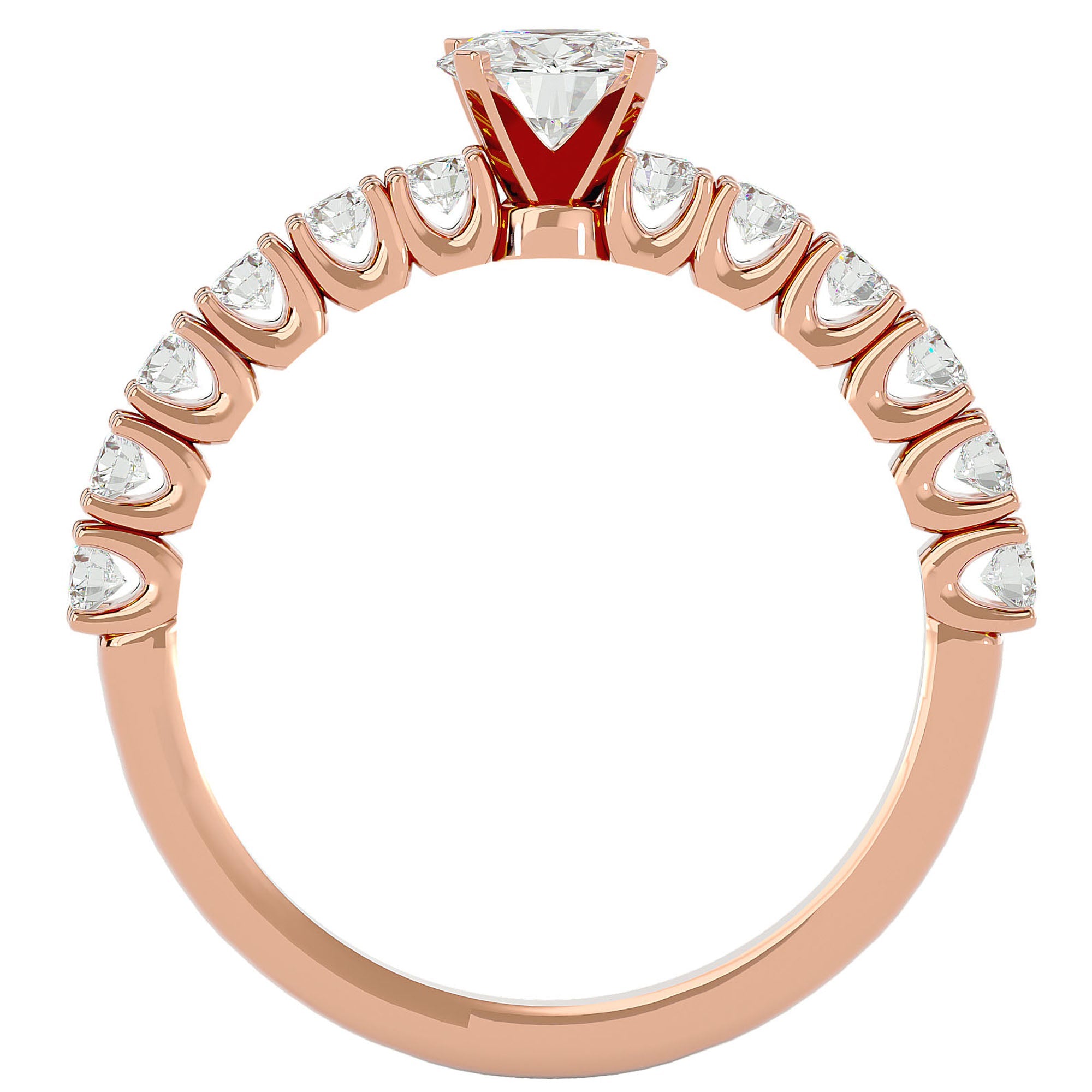 Inel De Logodnă d’Amour Solitaire din Aur 14k cu Moissanite de 0.70 ct. din 14k Aur Roz - Castelo.ro