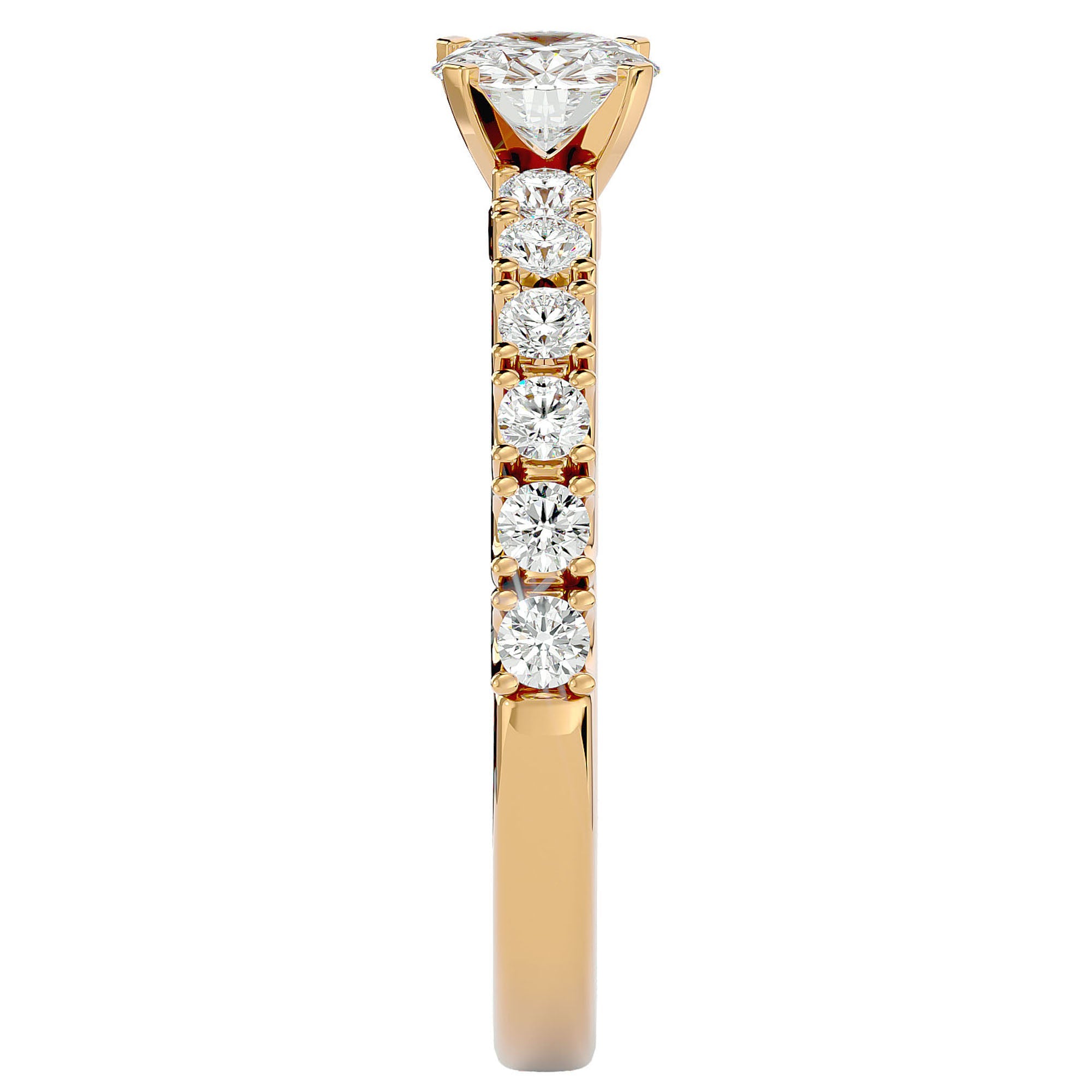 Inel De Logodnă d’Amour Solitaire din Aur 14k cu Moissanite de 0.70 ct. din 14k Aur Galben - Castelo.ro