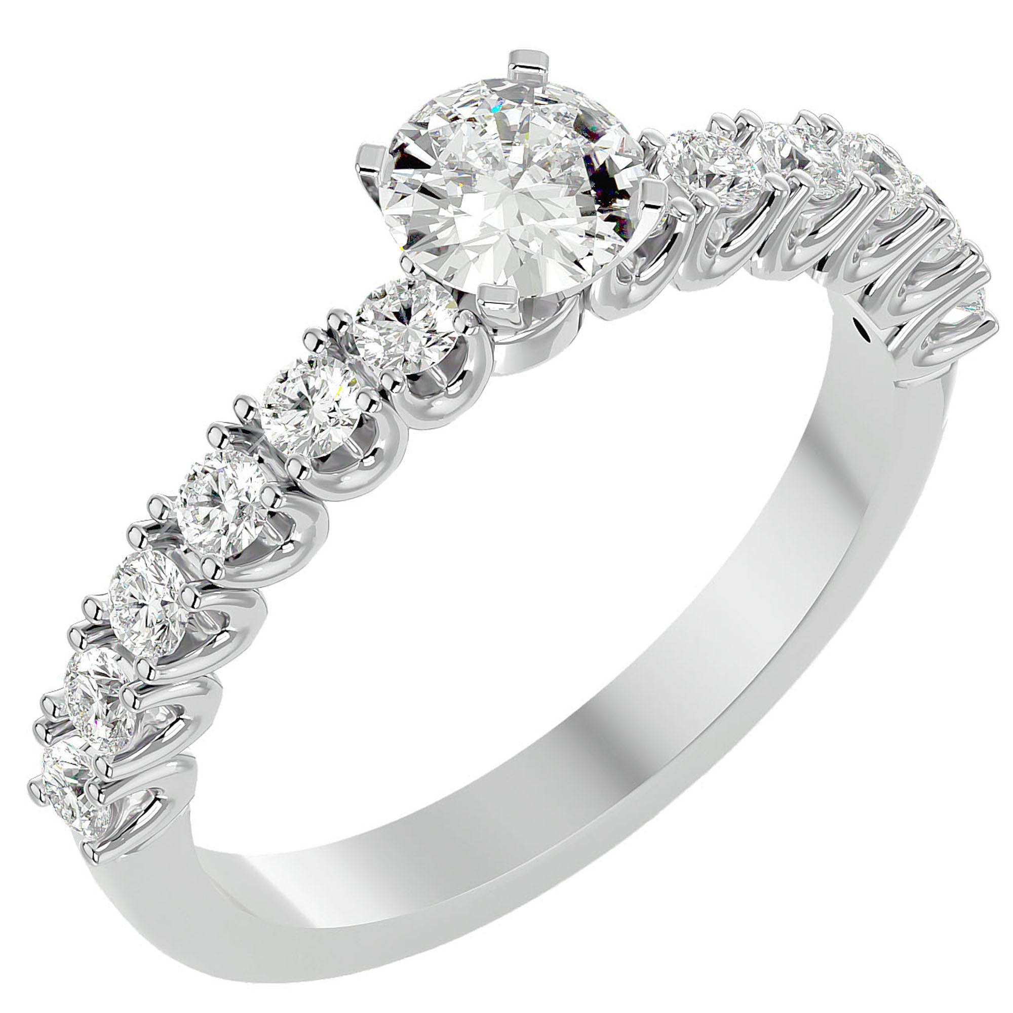 Inel De Logodnă d’Amour Solitaire din Aur 14k cu Moissanite de 0.70 ct. din 14k Aur Alb - Castelo.ro