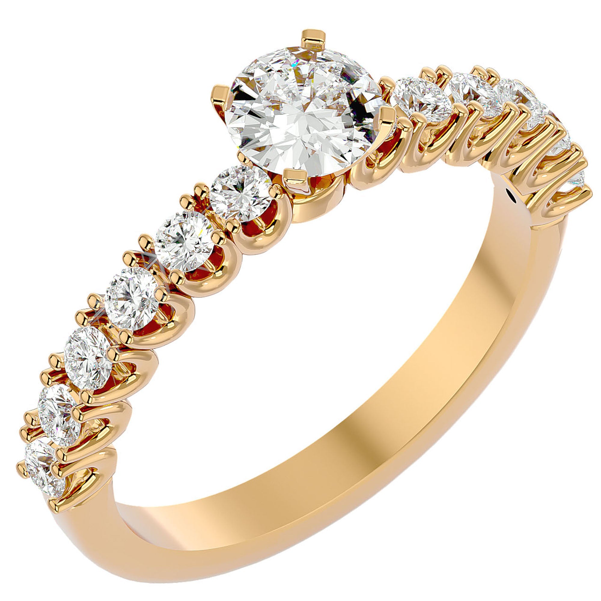 Inel De Logodnă d’Amour Solitaire din Aur 14k cu Moissanite de 0.70 ct. din 14k Aur Galben - Castelo.ro