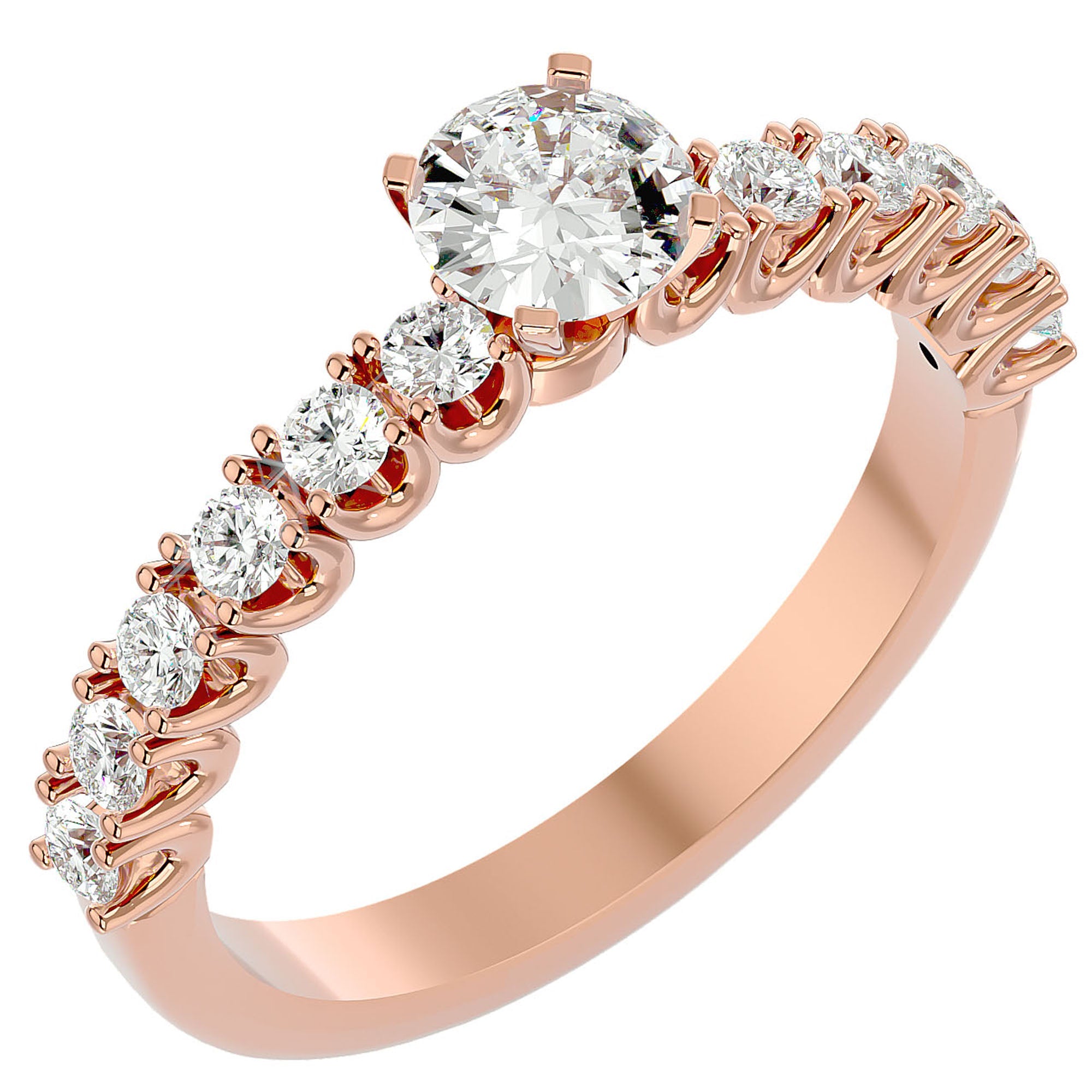 Inel De Logodnă d’Amour Solitaire din Aur 14k cu Moissanite de 0.70 ct. din 14k Aur Roz - Castelo.ro
