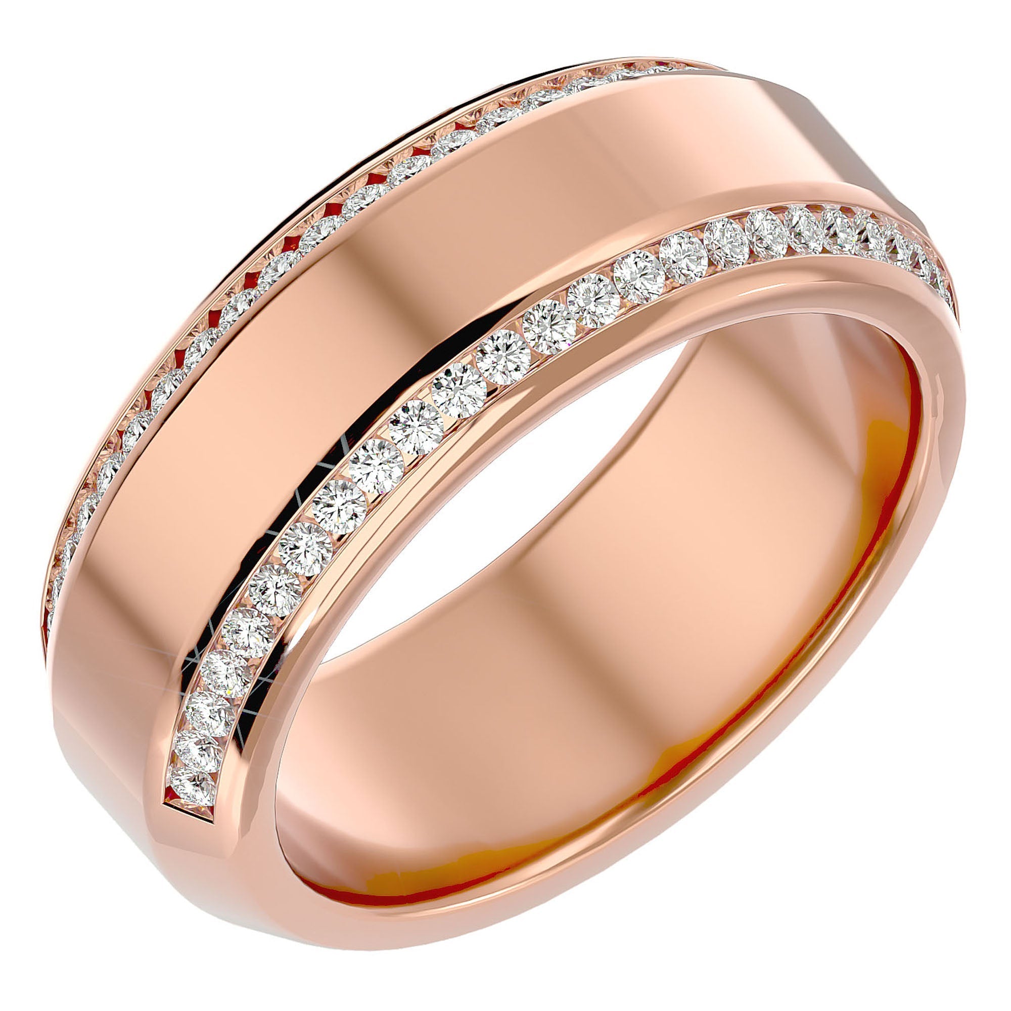 Verighetă cu Bandă De Diamante Create în Laborator de 0.53 ct din 18k Aur Roz - Castelo.ro
