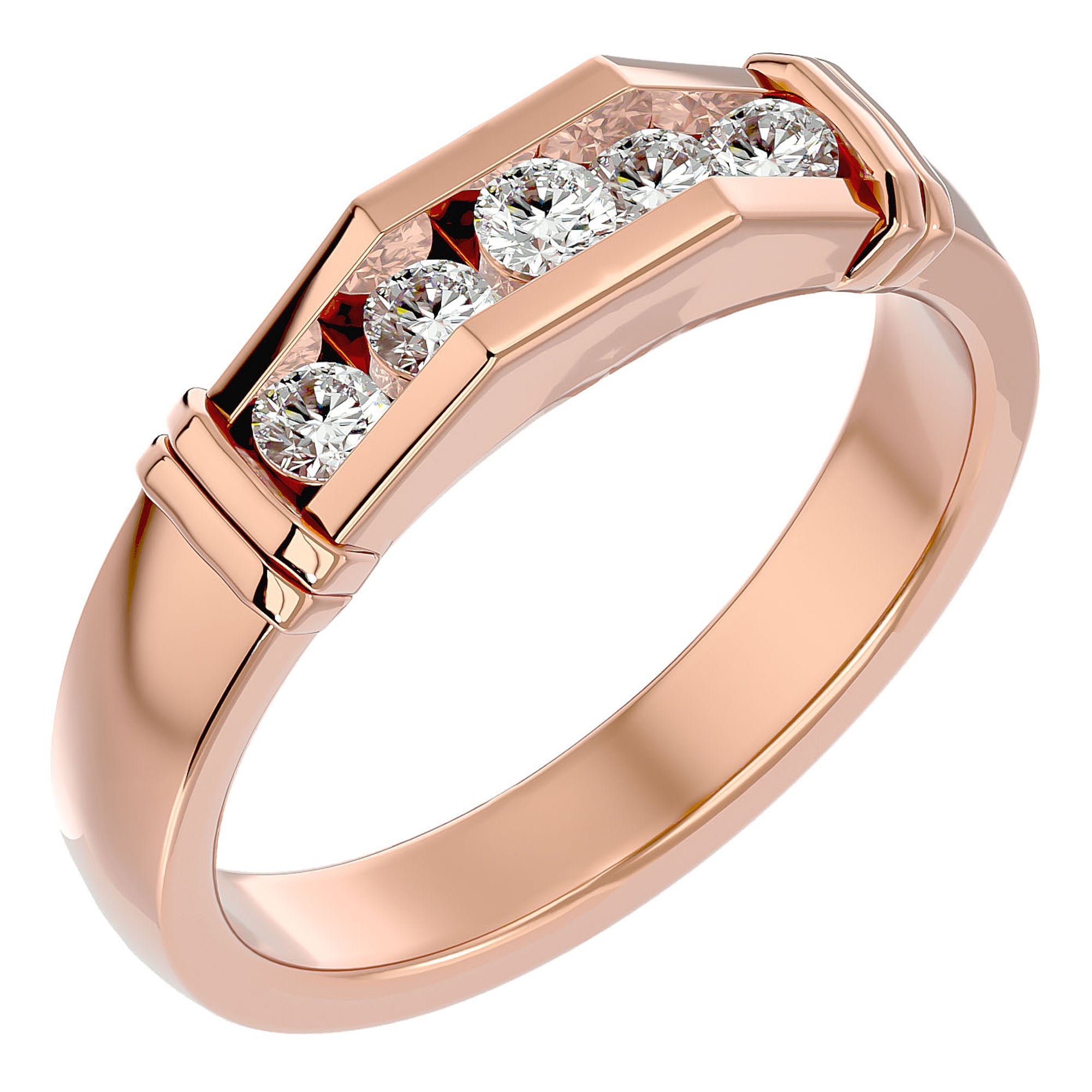 Inel Radiant din Aur 14k cu Diamante Create în Laborator de 0.51 ct din 14k Aur Roz - Castelo.ro
