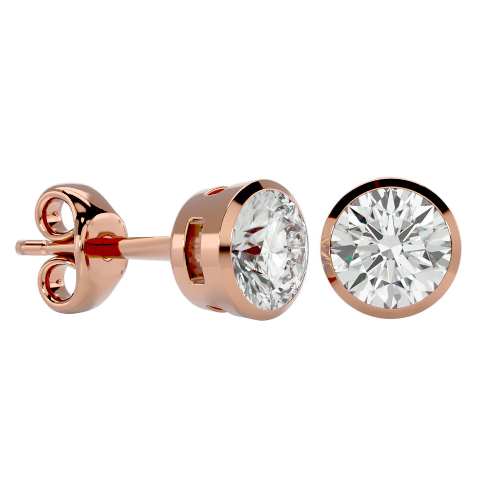 Cercei cu Diamant Natural In Montură Bezel de 1.18 ct din 18k Aur Roz - Castelo.ro