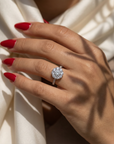 Inel de Logodnă Fleur din Aur 14k cu Moissanite Halo Pavé de 1.64 ct din 14k Aur Alb - Castelo.ro