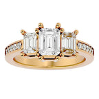 Inel de Logodnă Trei Diamante Create în Laborator de 2.46 ct din 18k Aur Galben - Castelo.ro