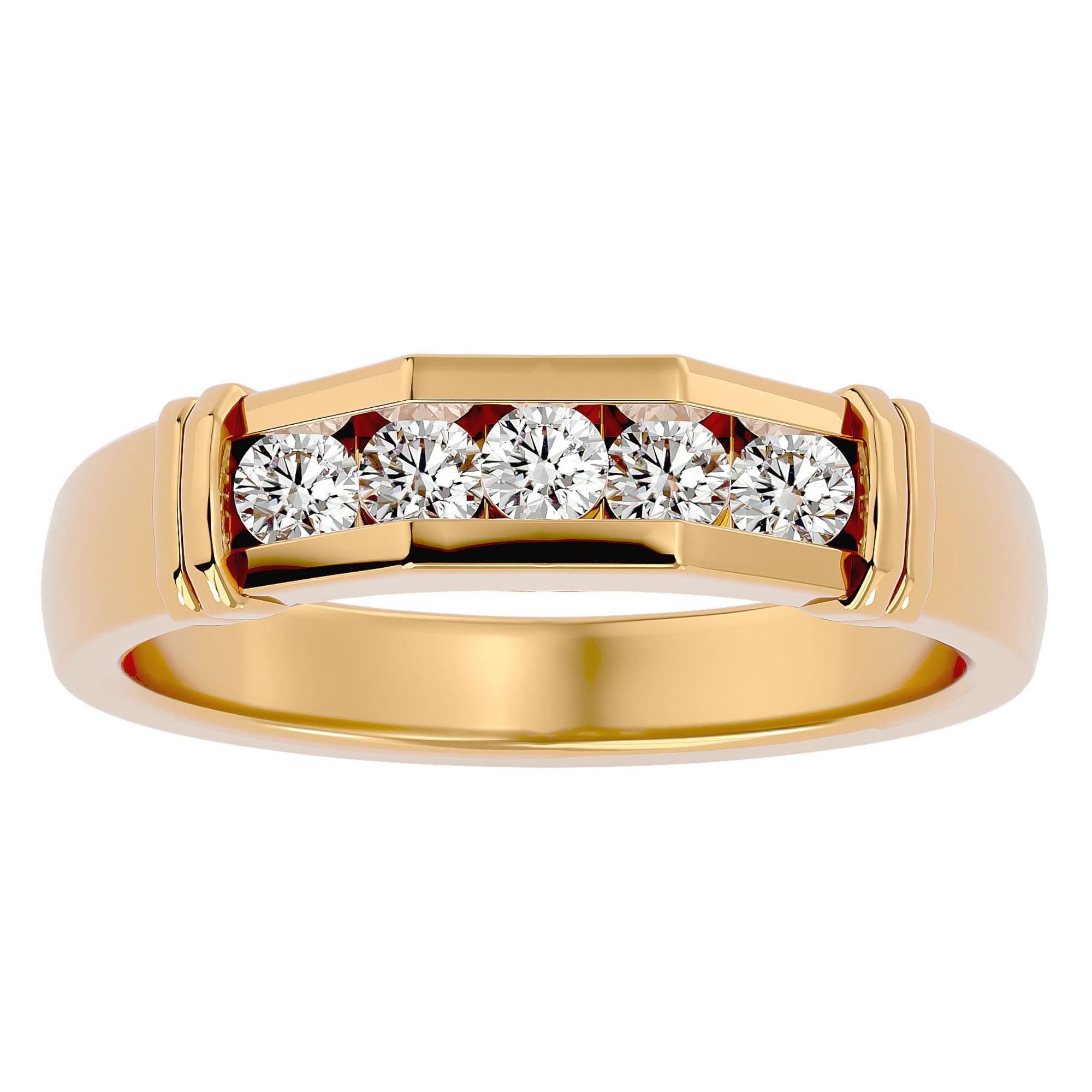 Inel Radiant cu Moissanite de 0.51 ct din 18k Aur Galben - Castelo.ro
