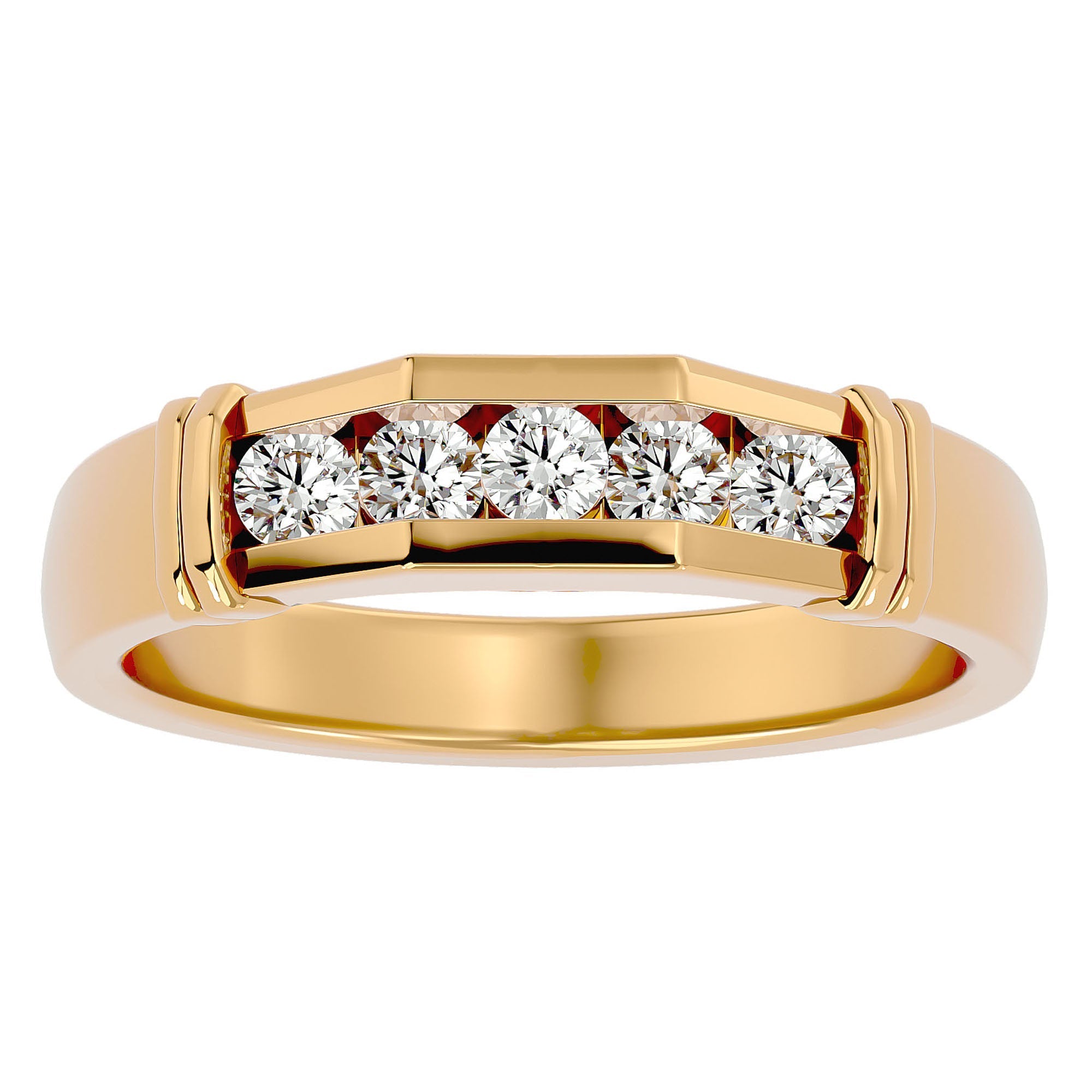 Inel Radiant din Aur 14k cu Diamante Create în Laborator de 0.51 ct din 14k Aur Galben - Castelo.ro