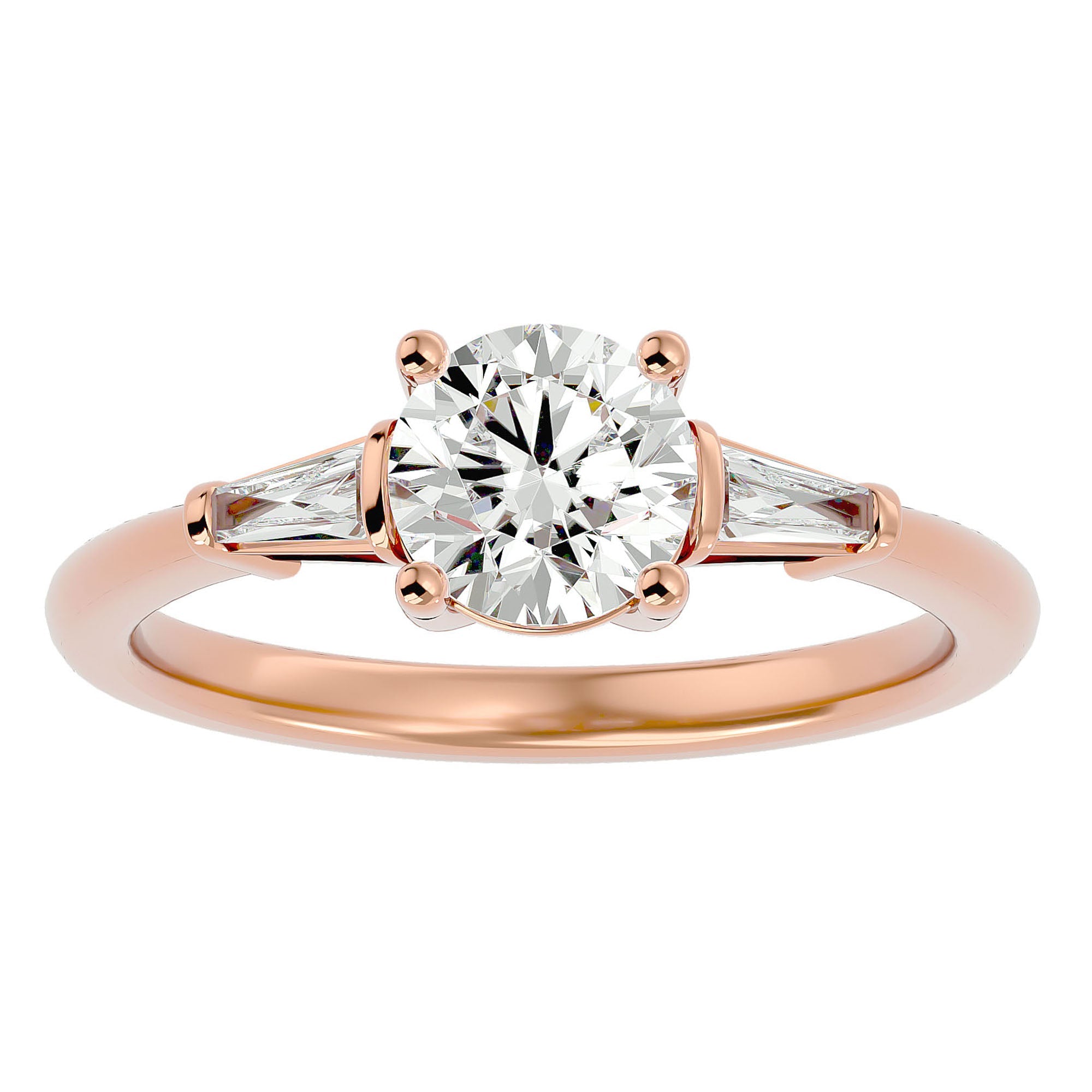 Inel de Logodnă cu Trei Moissanite de 1.22 ct din 18k Aur Roz - Castelo.ro