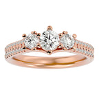 Inel de Logodnă Solitaire Pavè cu Diamante Create în Laborator de 0.90 ct din 18k Aur Roz - Castelo.ro