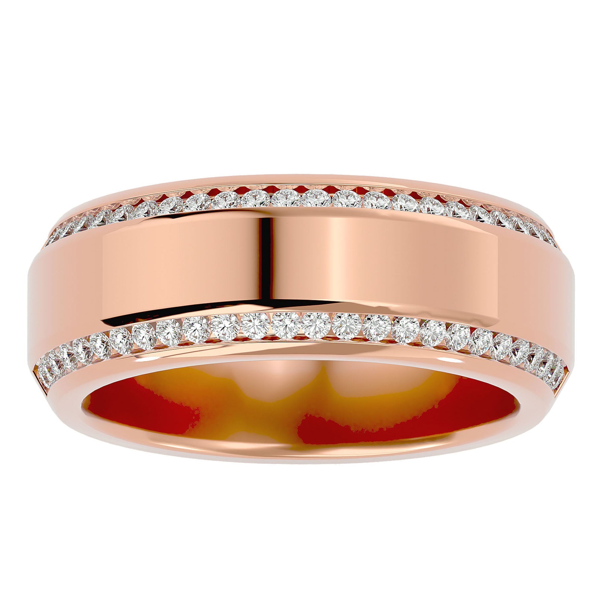 Verighetă cu Bandă De Diamante Create în Laborator de 0.53 ct din 18k Aur Roz - Castelo.ro