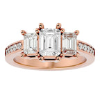 Inel de Logodnă Trei Diamante Create în Laborator de 2.46 ct din 18k Aur Roz - Castelo.ro