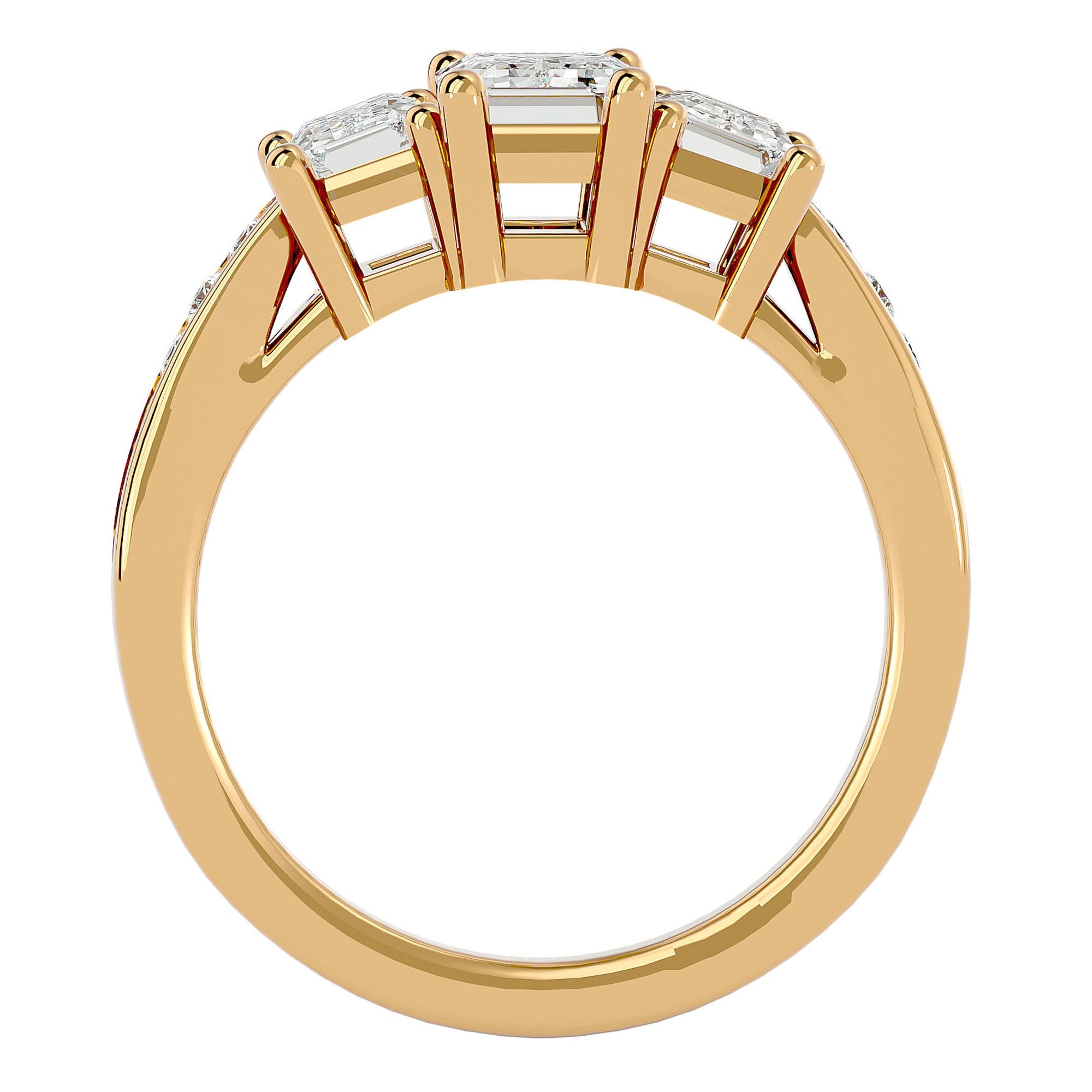 Inel de Logodnă din Aur 14k Trei Diamante Naturale de 2.46 ct din 14k Aur Galben - Castelo.ro