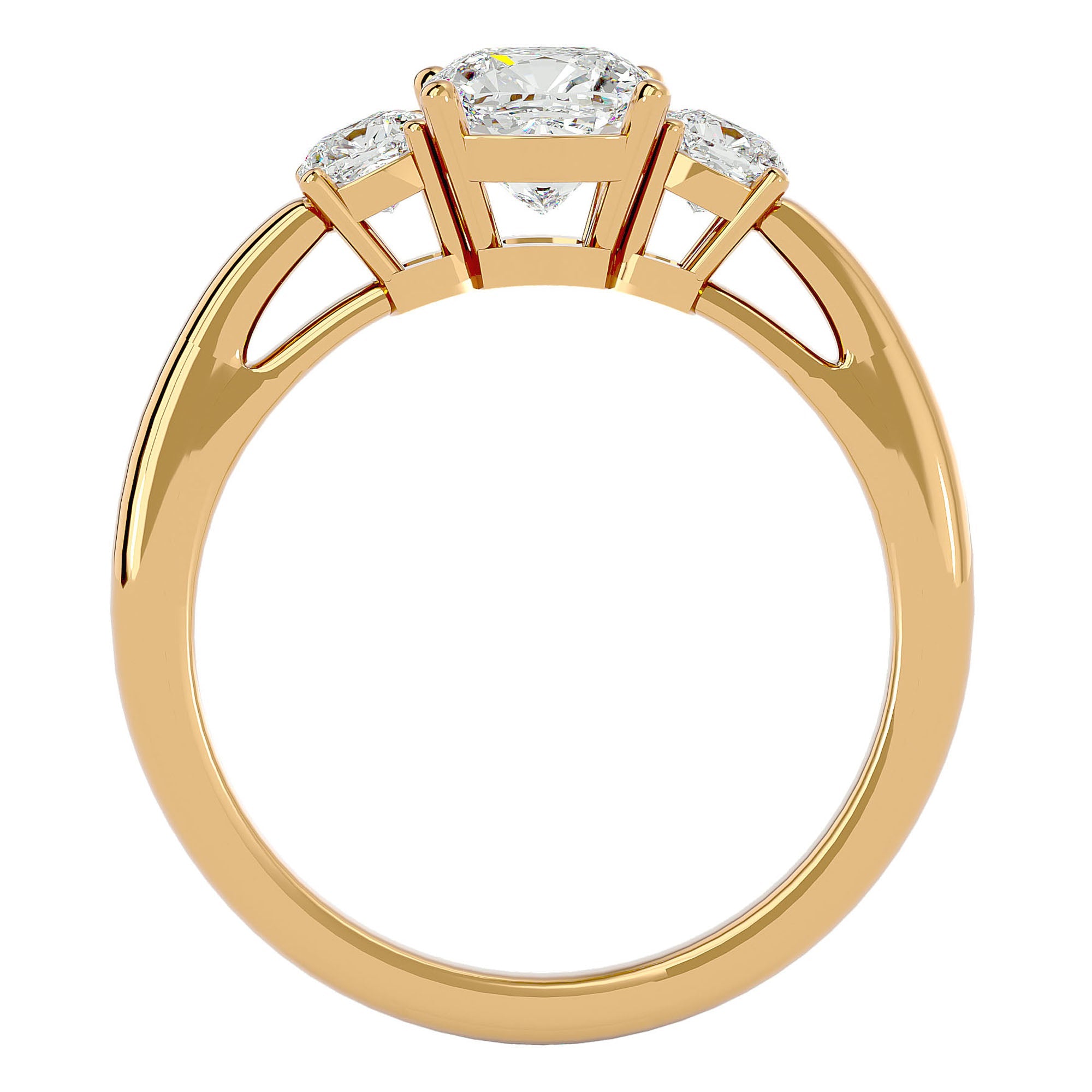Inel de Logodnă Solitaire cu Trei Moissanite de 1.57 ct din 18k Aur Galben - Castelo.ro