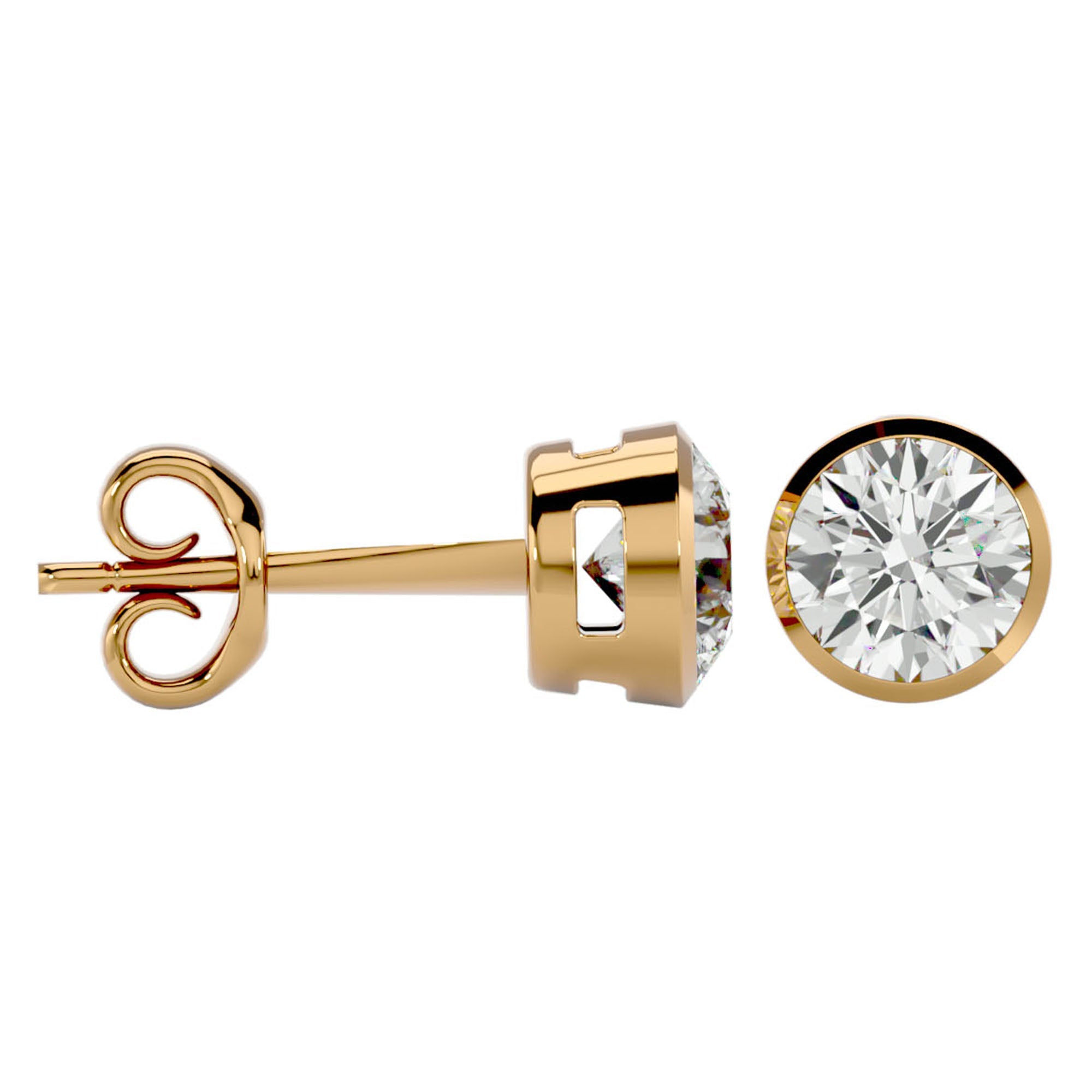 Cercei cu Diamant Natural In Montură Bezel de 1.18 ct din 18k Aur Galben - Castelo.ro
