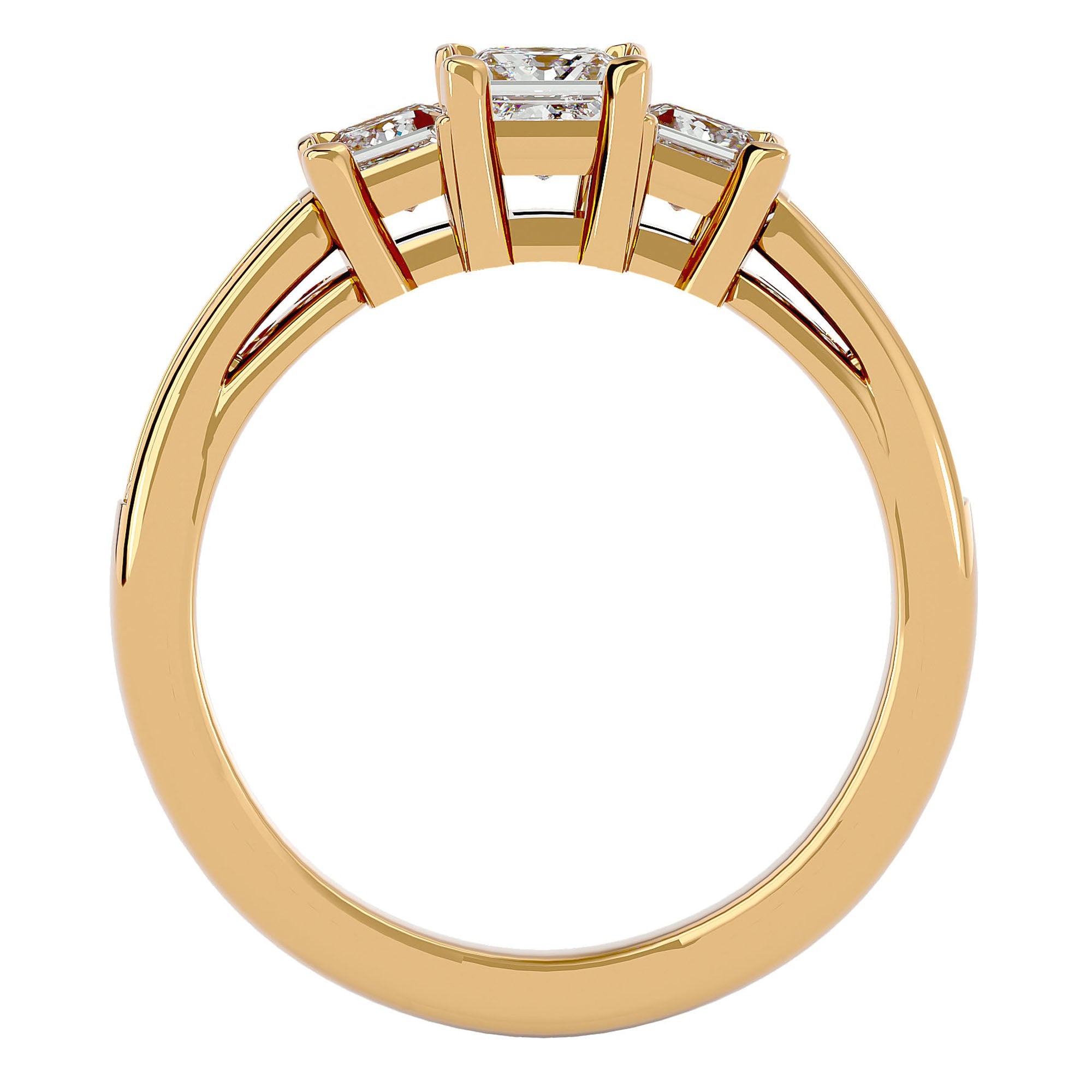 Inel de Logodnă Trei Moissanite Pavè de 1.28 ct din 18k Aur Galben - Castelo.ro