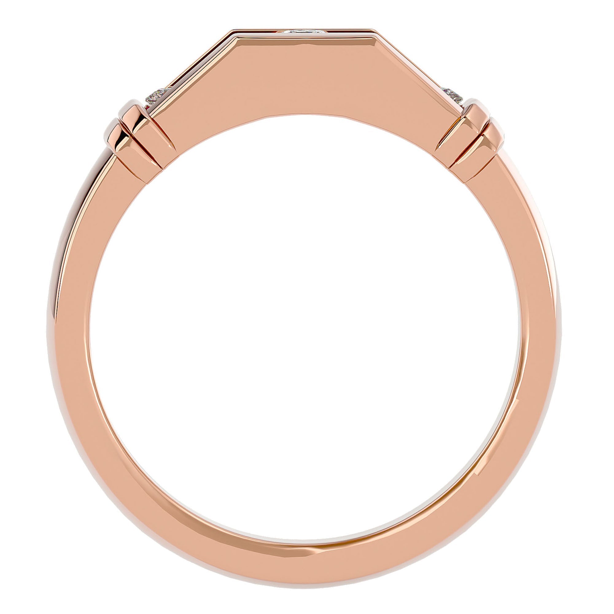 Inel Radiant din Aur 14k cu Diamante Create în Laborator de 0.51 ct din 14k Aur Roz - Castelo.ro