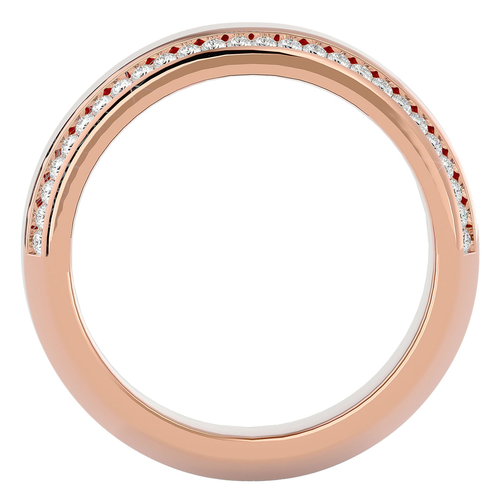Verighetă cu Bandă De Diamante Create în Laborator de 0.53 ct din 18k Aur Roz - Castelo.ro