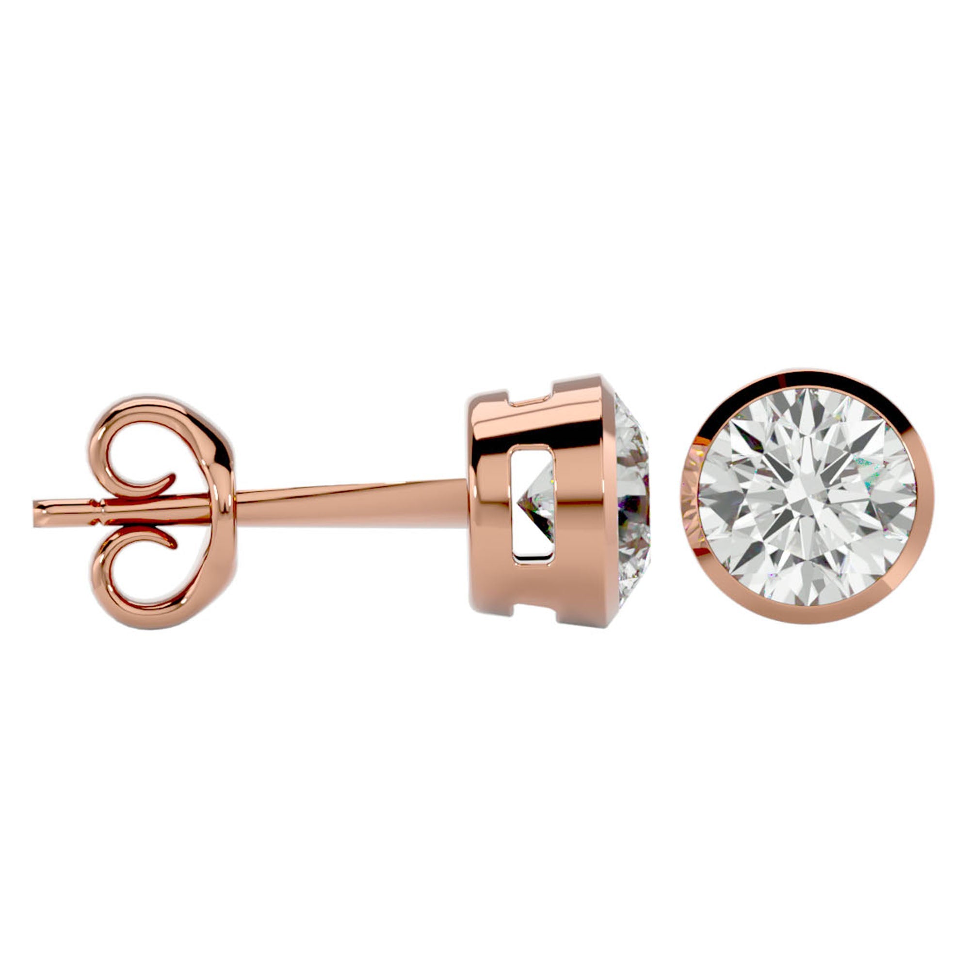 Cercei cu Diamant Natural In Montură Bezel de 1.18 ct din 18k Aur Roz - Castelo.ro