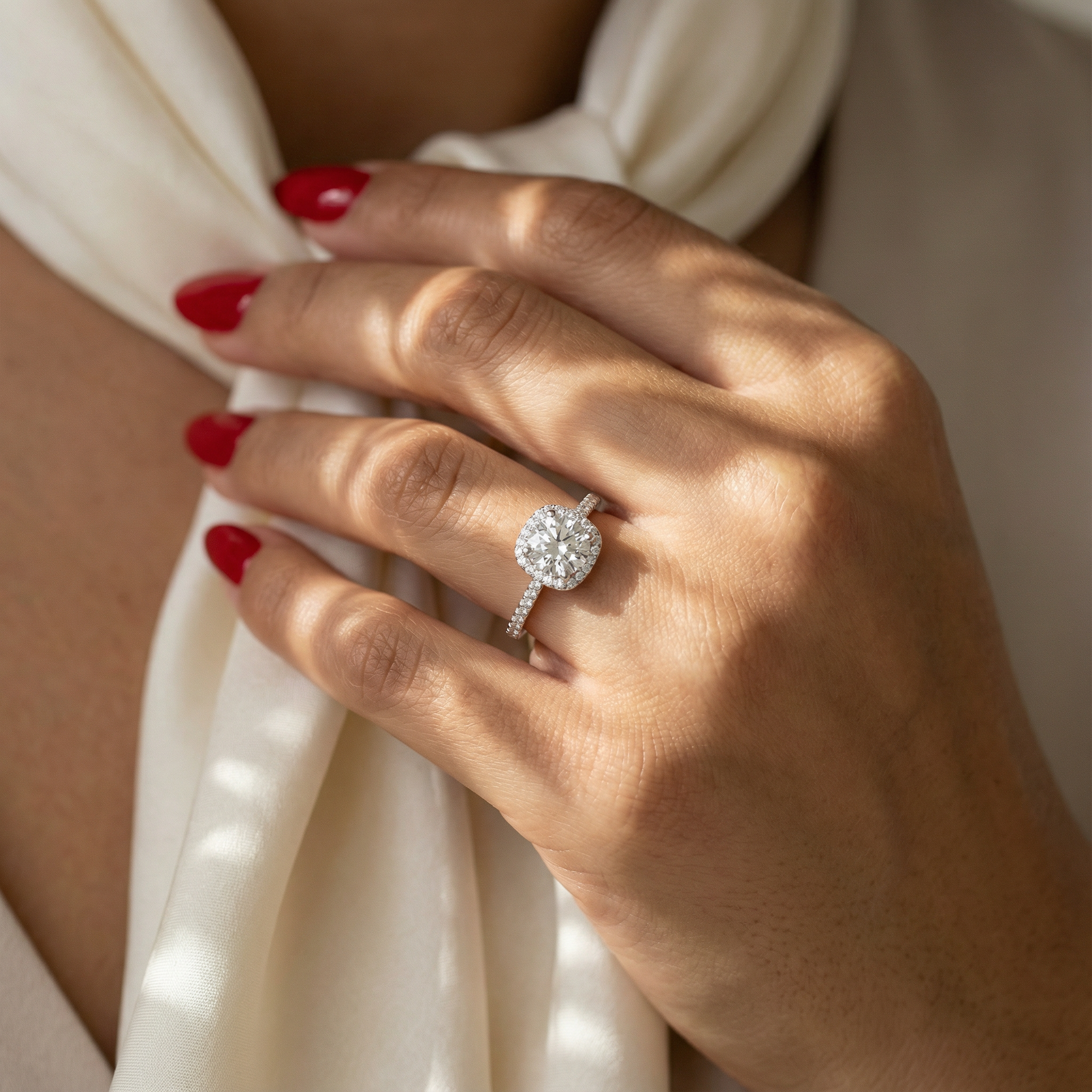 Inel de Logodnă Vintage Pavé din Aur 14k cu Diamante Naturale de 1.94 ct din 14k Aur Alb - Castelo.ro