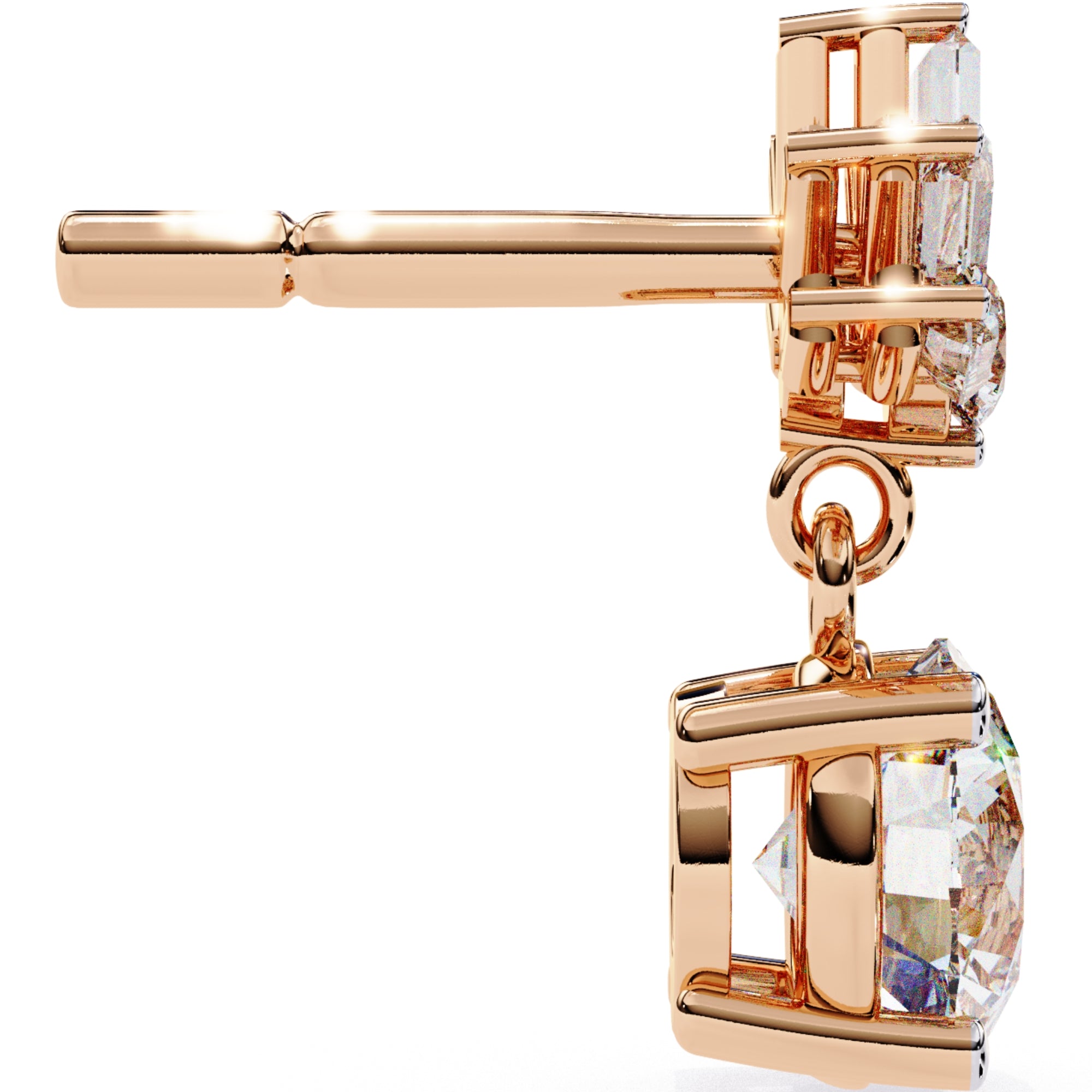 Cercei Aqua D&#39;Azure cu Diamante Create în Laborator de 0.86 ct din 18K Aur Roz - Castelo.ro