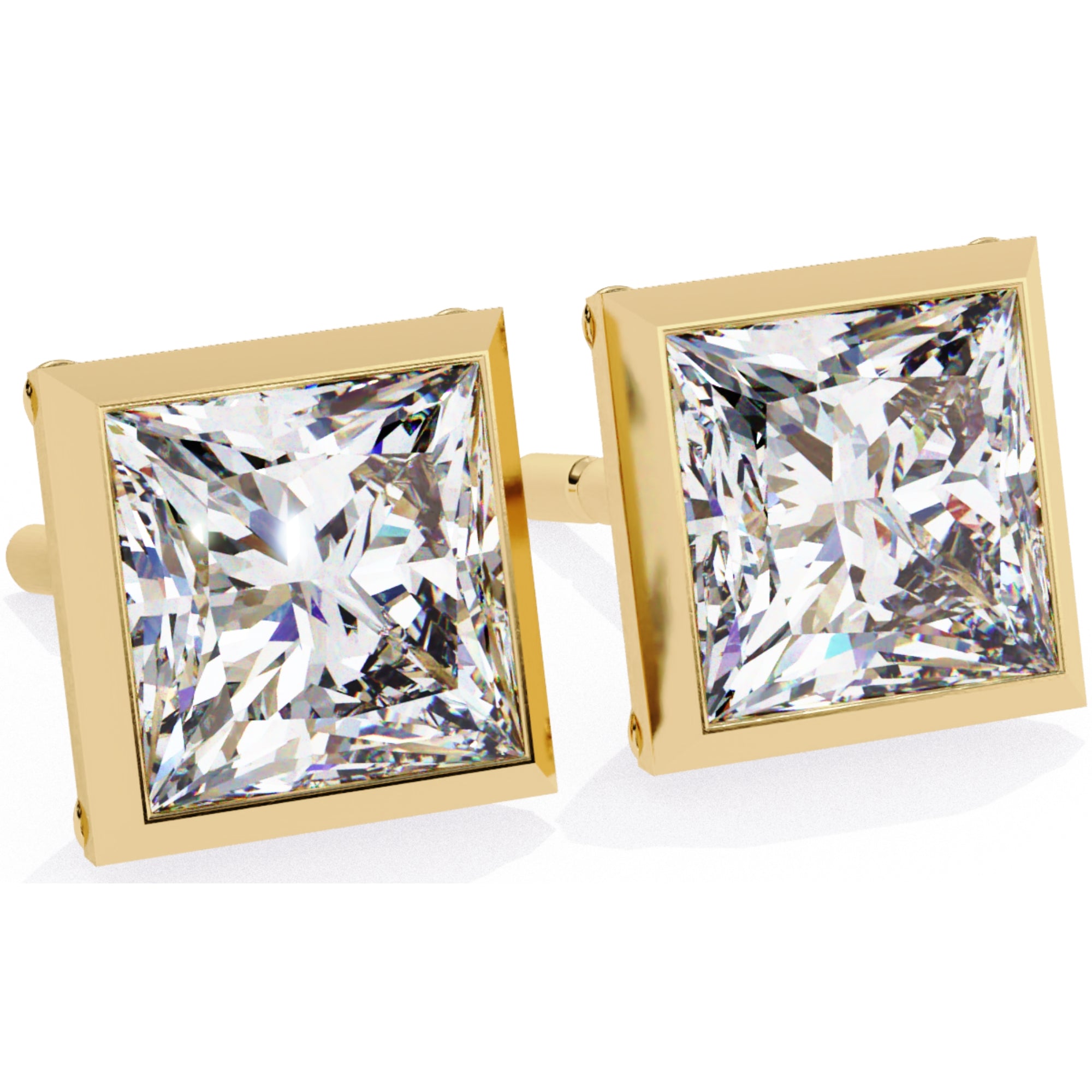 Cercei Stud Ravenna Princess din Aur 14k cu Moissanite de 1.77 ct