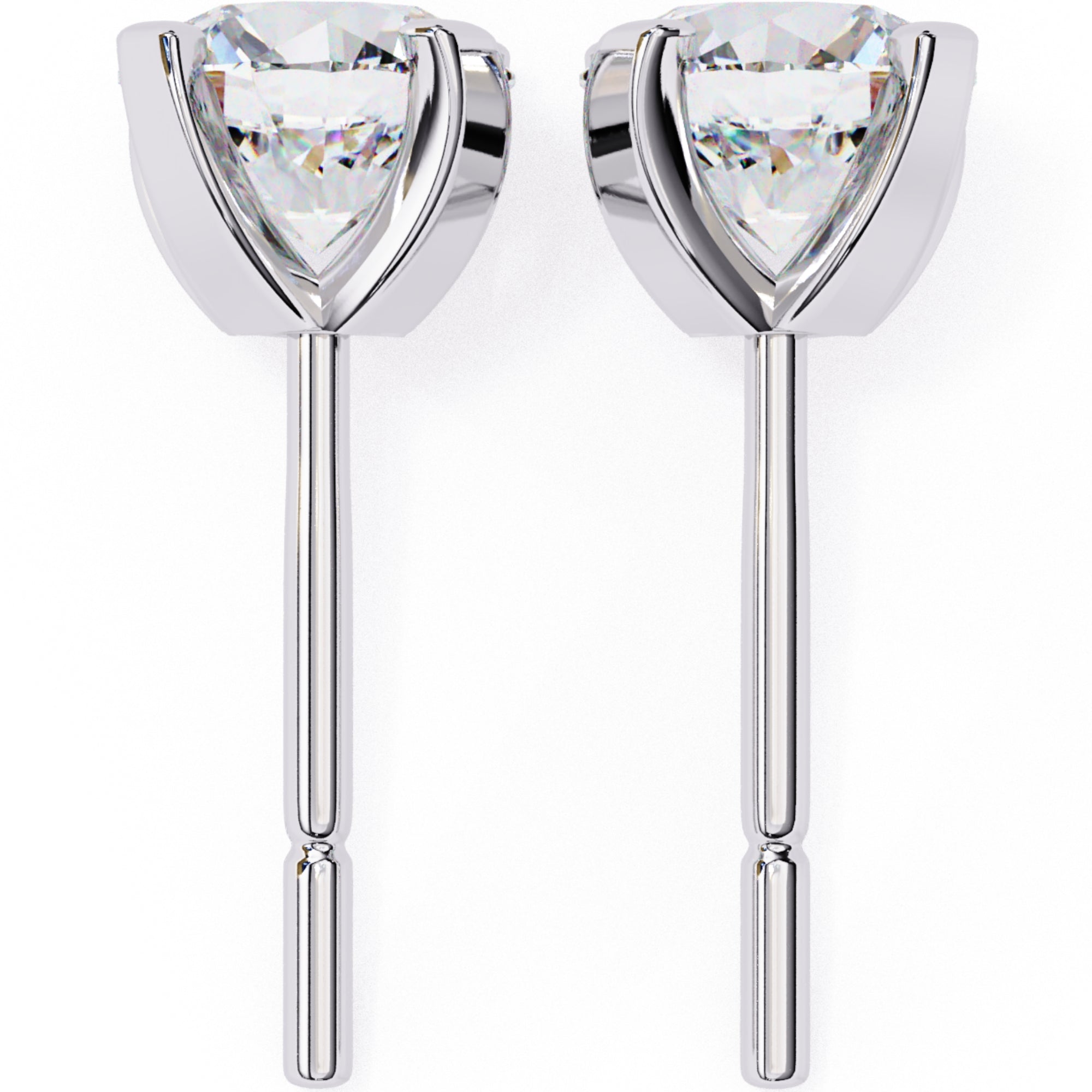 Cercei Stud L'Arte din Aur 14k cu Diamante Naturale Tăietură Briliant de 2.5 ct din 14K Aur Alb - Castelo.ro