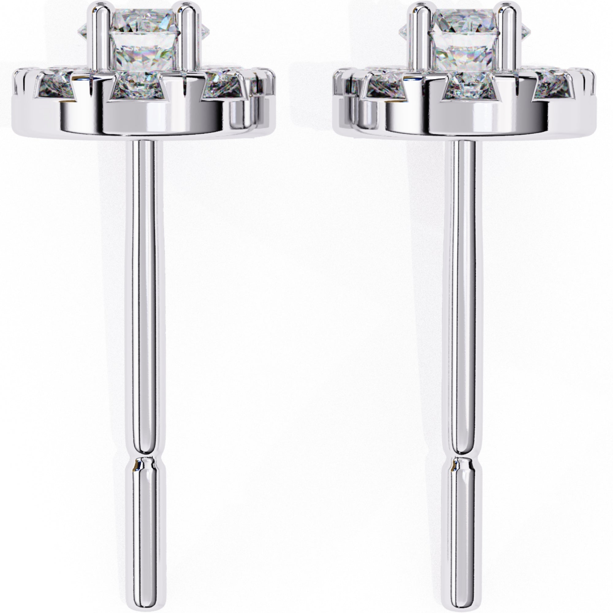 Cercei Stud Fleur cu Diamante Naturale Tăietură Briliant de 0.26 ct din - Castelo.ro