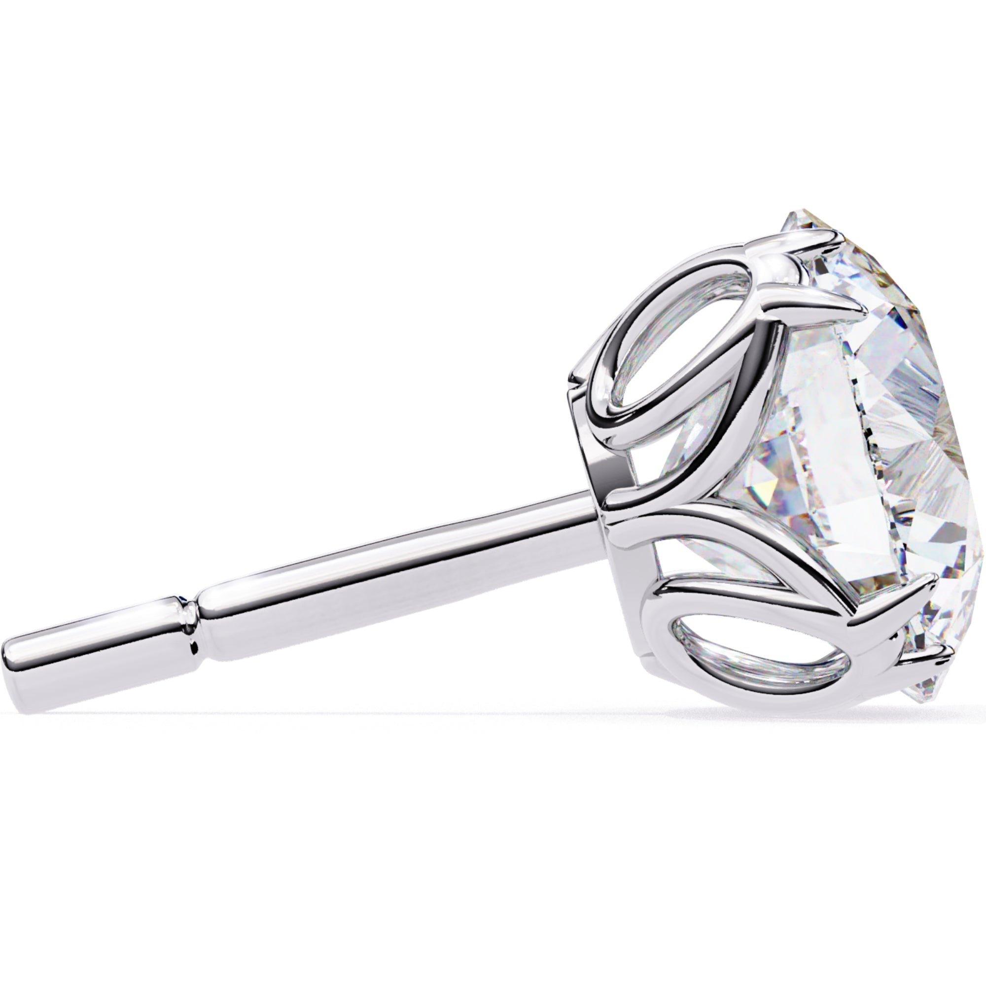 Cercei Stud Excalibur din Aur 14k cu Diamante Naturale Tăietură Briliant de 2.5 ct din 14K Aur Alb - Castelo.ro