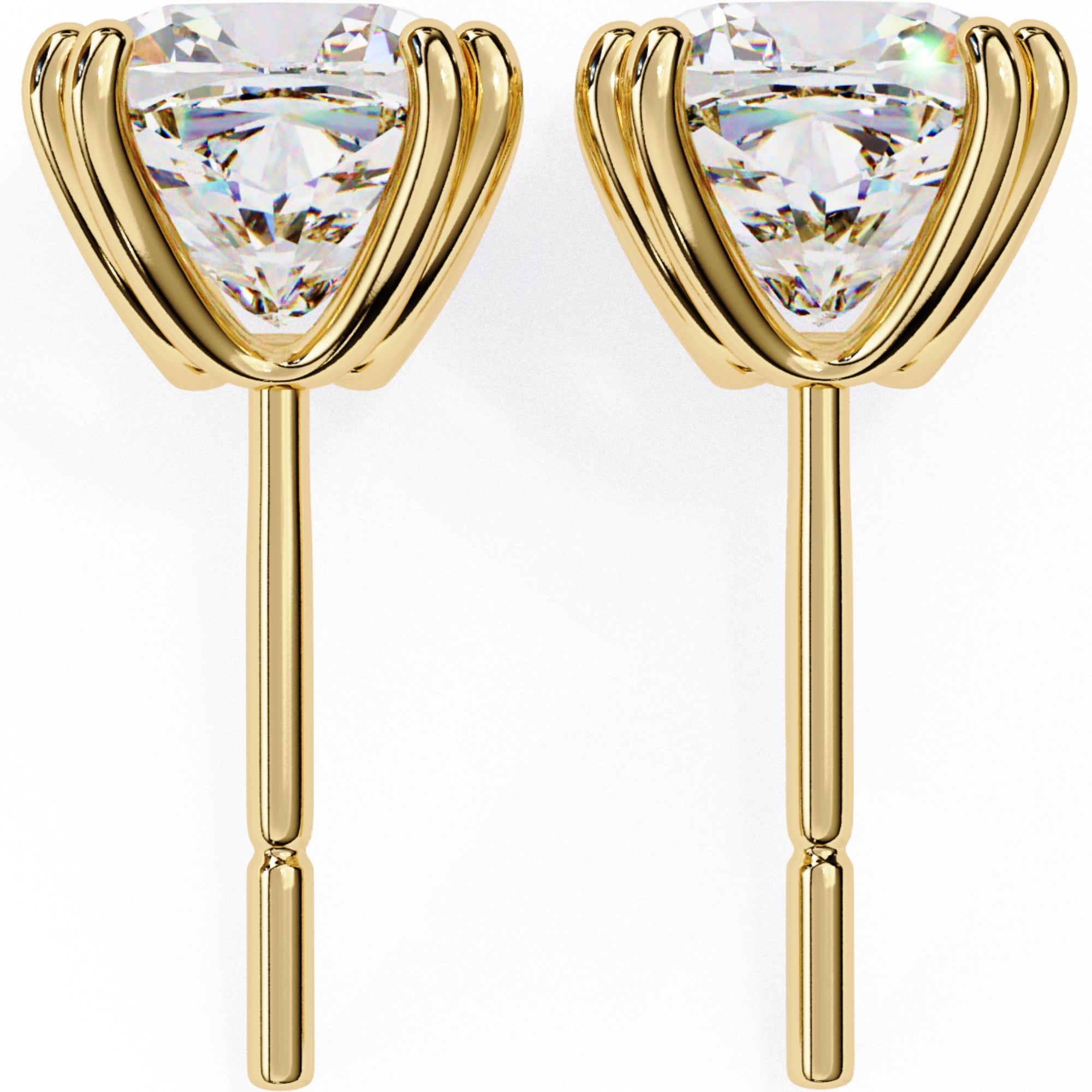 Cercei Stud Monaco cu Moissanite Tăietură Cushion Square de 2.2 ct din 18K Aur Galben - Castelo.ro