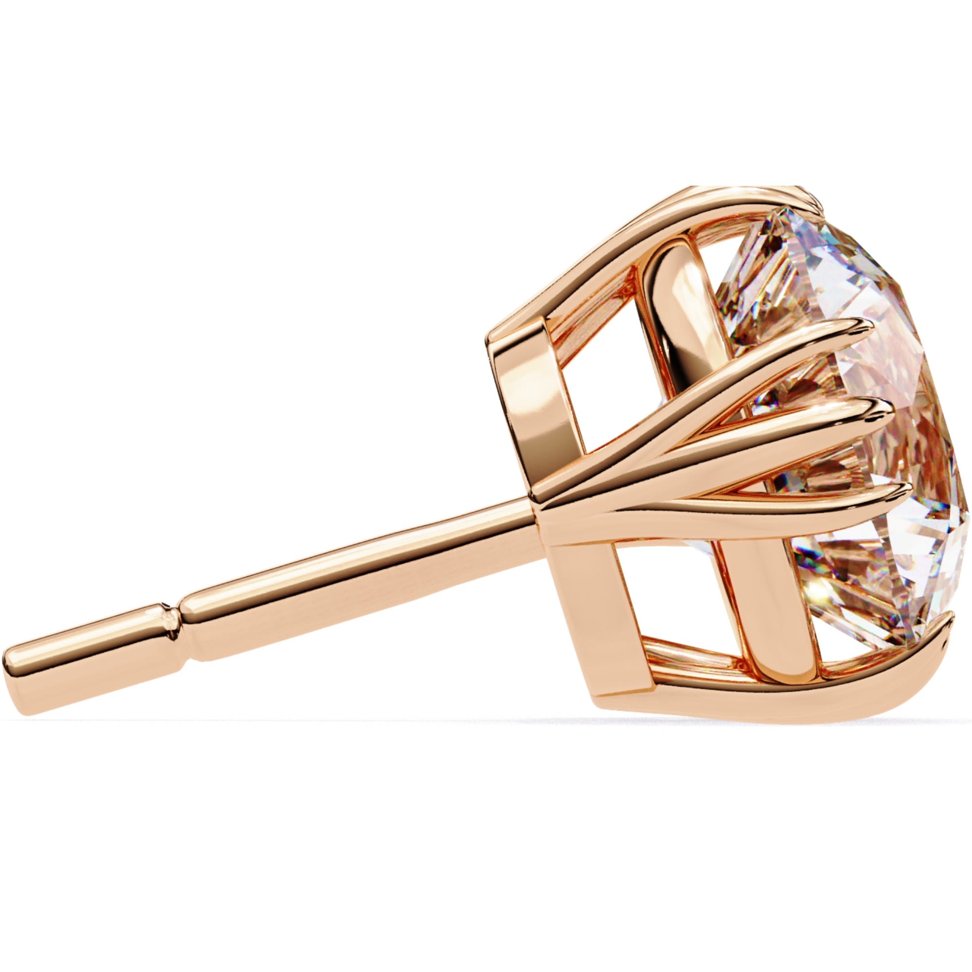 Cercei Stud Imperial din Aur 14k cu Moissanite Tăietură Briliant de 2.8 ct din 14K Aur Roz - Castelo.ro