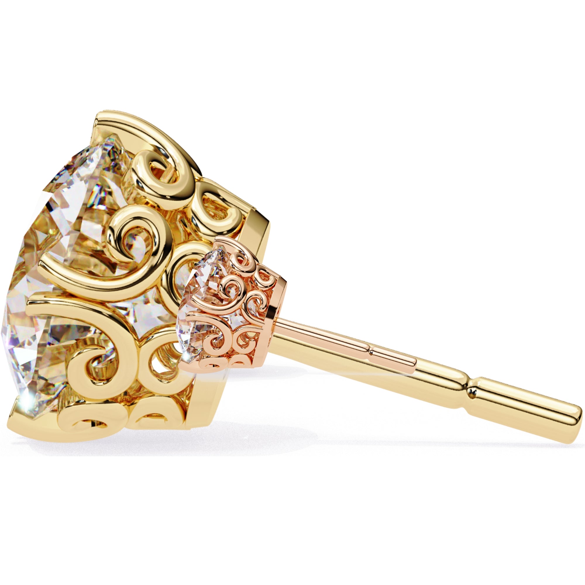 Cercei Stud La Reina cu Moissanite Tăietură Briliant de 2.5 ct din 18K Aur Galben - Castelo.ro