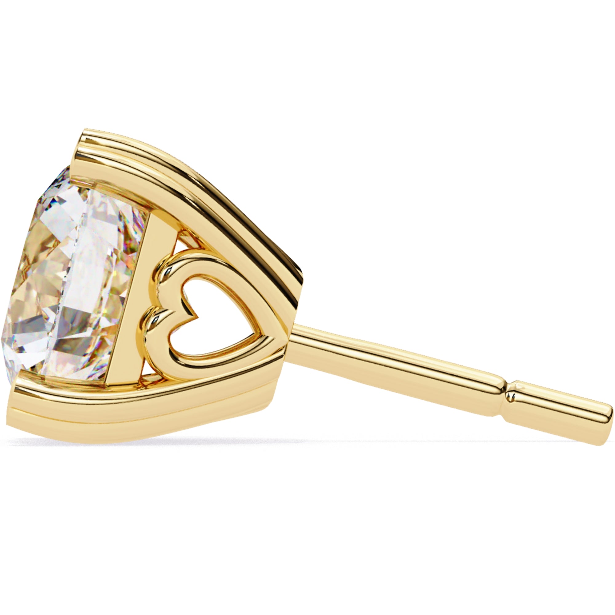 Cercei Stud Solitaire Heart din Aur 14k cu Moissanite de 2.57 ct