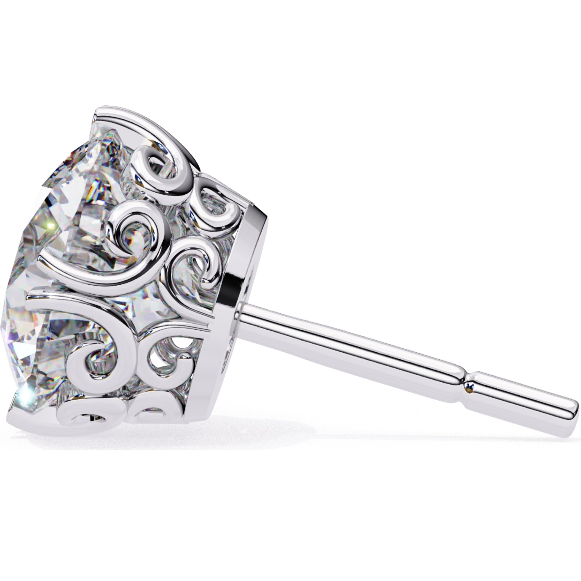 Cercei Stud La Reina din Aur 14k cu Diamante Naturale Tăietură Briliant de 2.5 ct din 14K Aur Alb - Castelo.ro