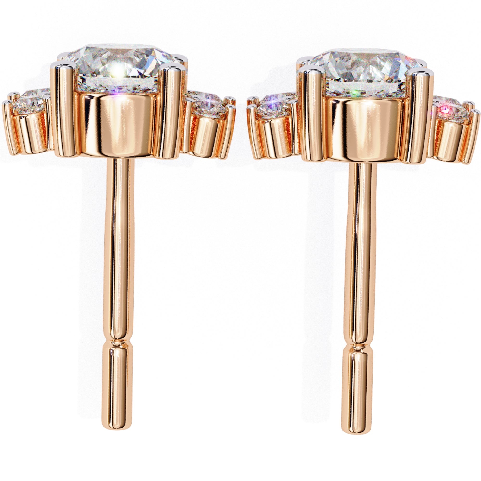 Cercei Stud La Reina din Aur 14k cu Moissanite de 0.68 ct