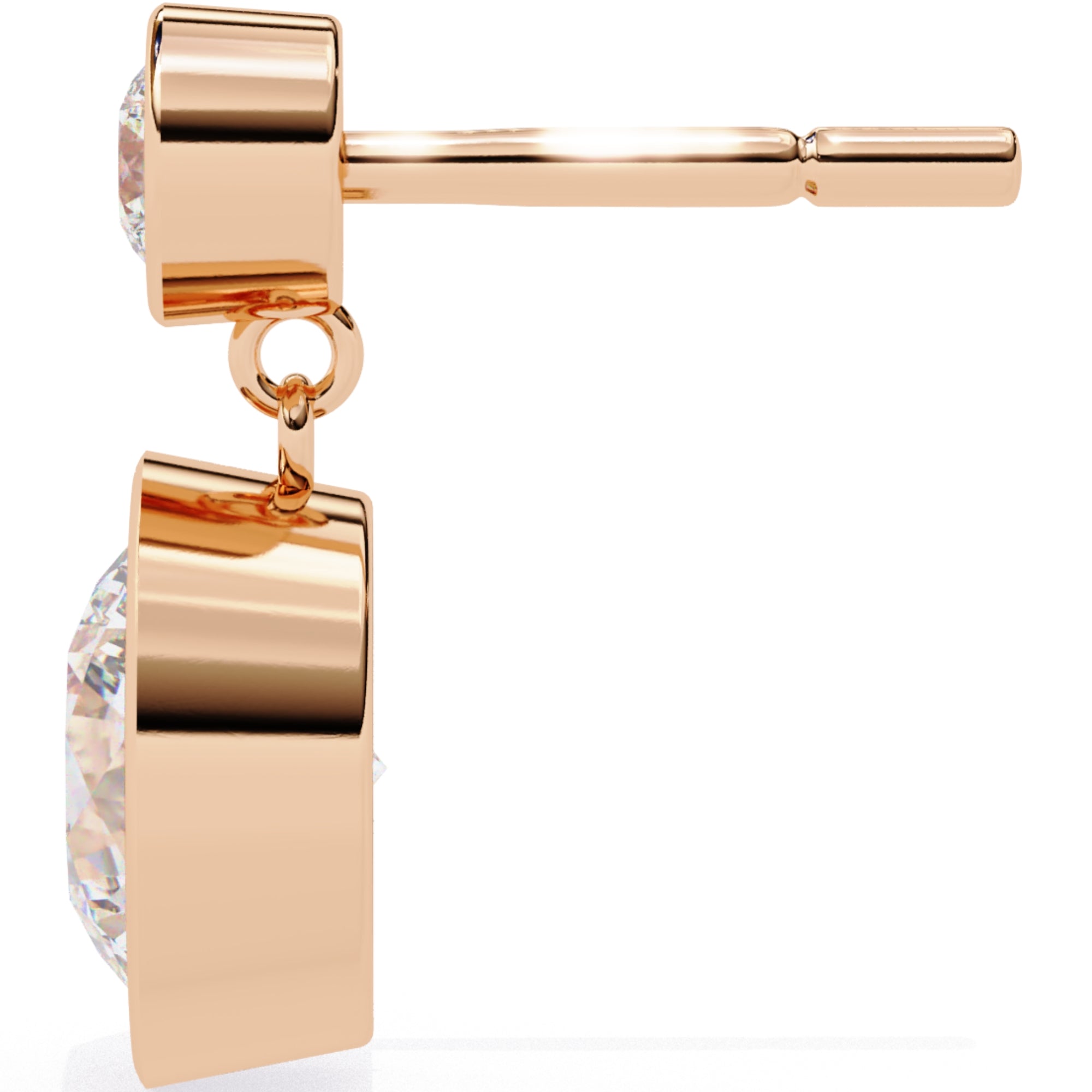 Cercei Solitaire Bezel Drop cu Diamante Create în Laborator de 1.83 ct din 18K Aur Roz - Castelo.ro