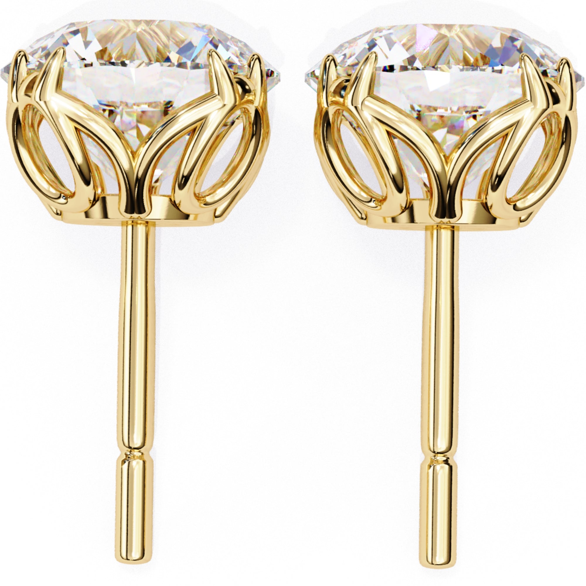Cercei Stud Excalibur cu Moissanite Tăietură Briliant de 2.5 ct din 18K Aur Galben - Castelo.ro