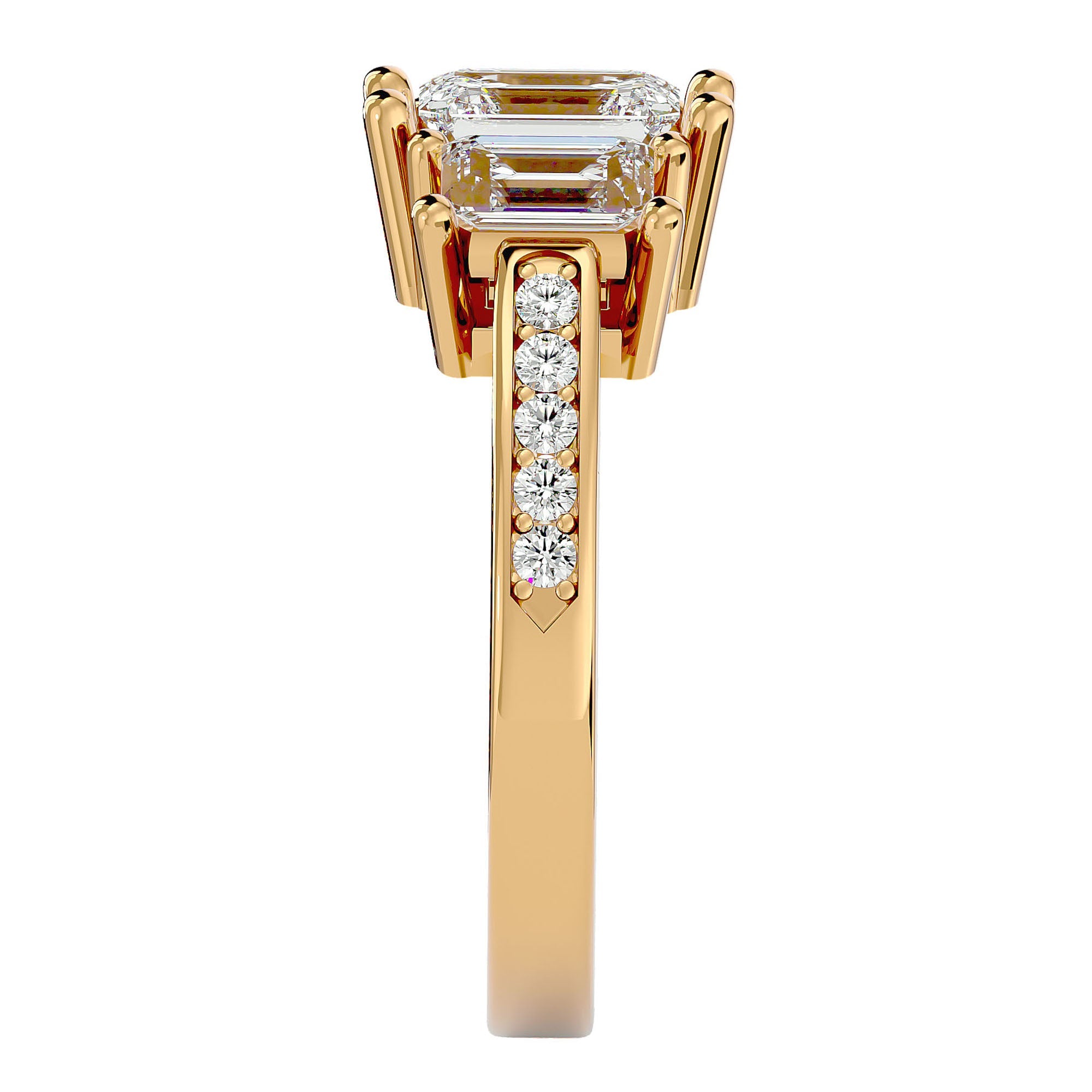 Inel de Logodnă din Aur 14k Trei Diamante Naturale de 2.46 ct din 14k Aur Galben - Castelo.ro